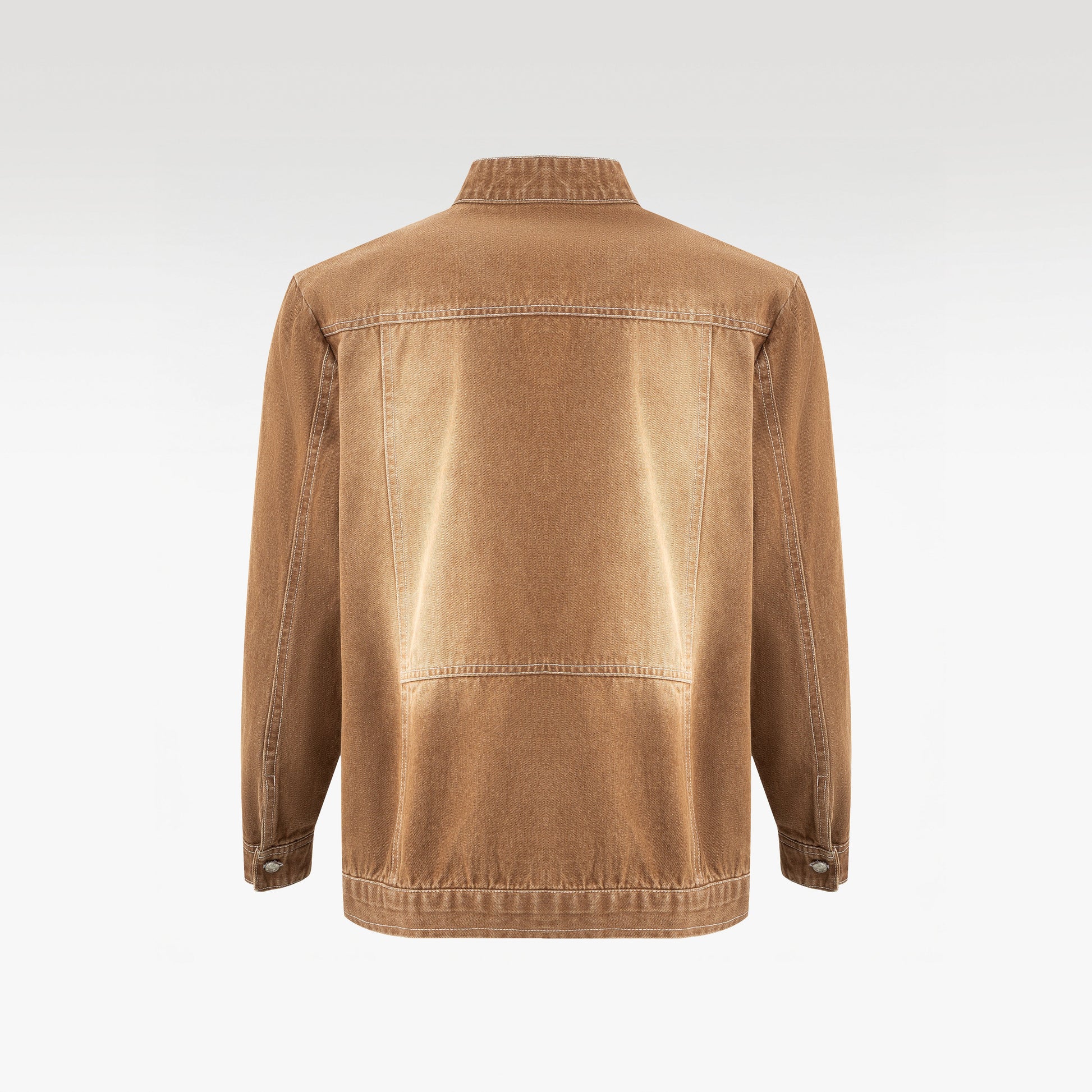 Dune Zip Denim Jacket | Vintage Sand Wash Mock Neck - Premium Heavyweight Slim-Fit Earth Tone Outerwear