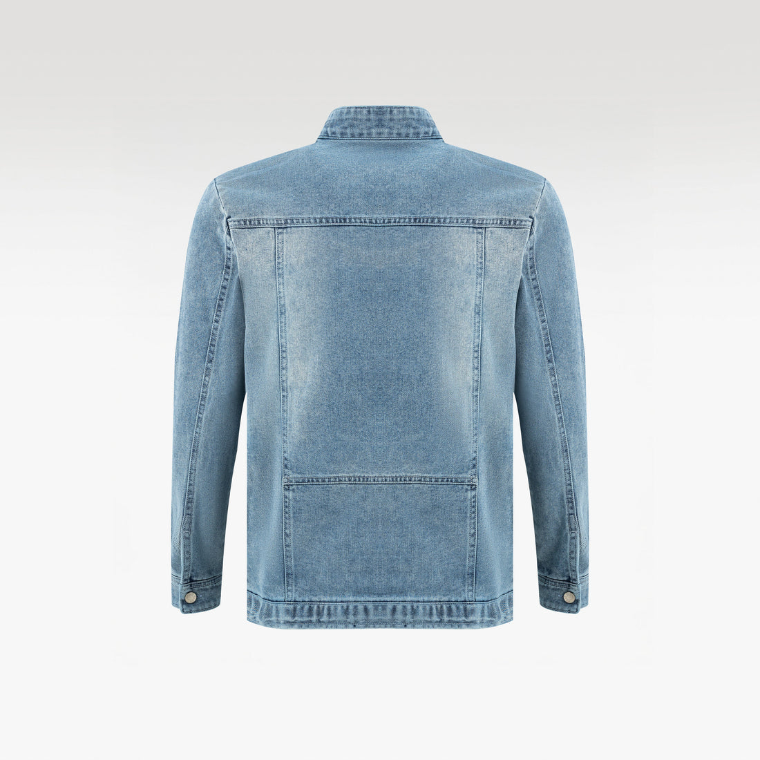 Fade Zip Denim Jacket | Vintage Indigo Fade Mock Neck - Premium Heavyweight Slim-Fit Streetwear Outerwear