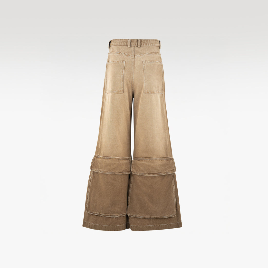 Dune Stack Cargo Pants | 3D Multi-Pocket Wide Leg Denim - Vintage Sand Wash High-Utility Streetwear