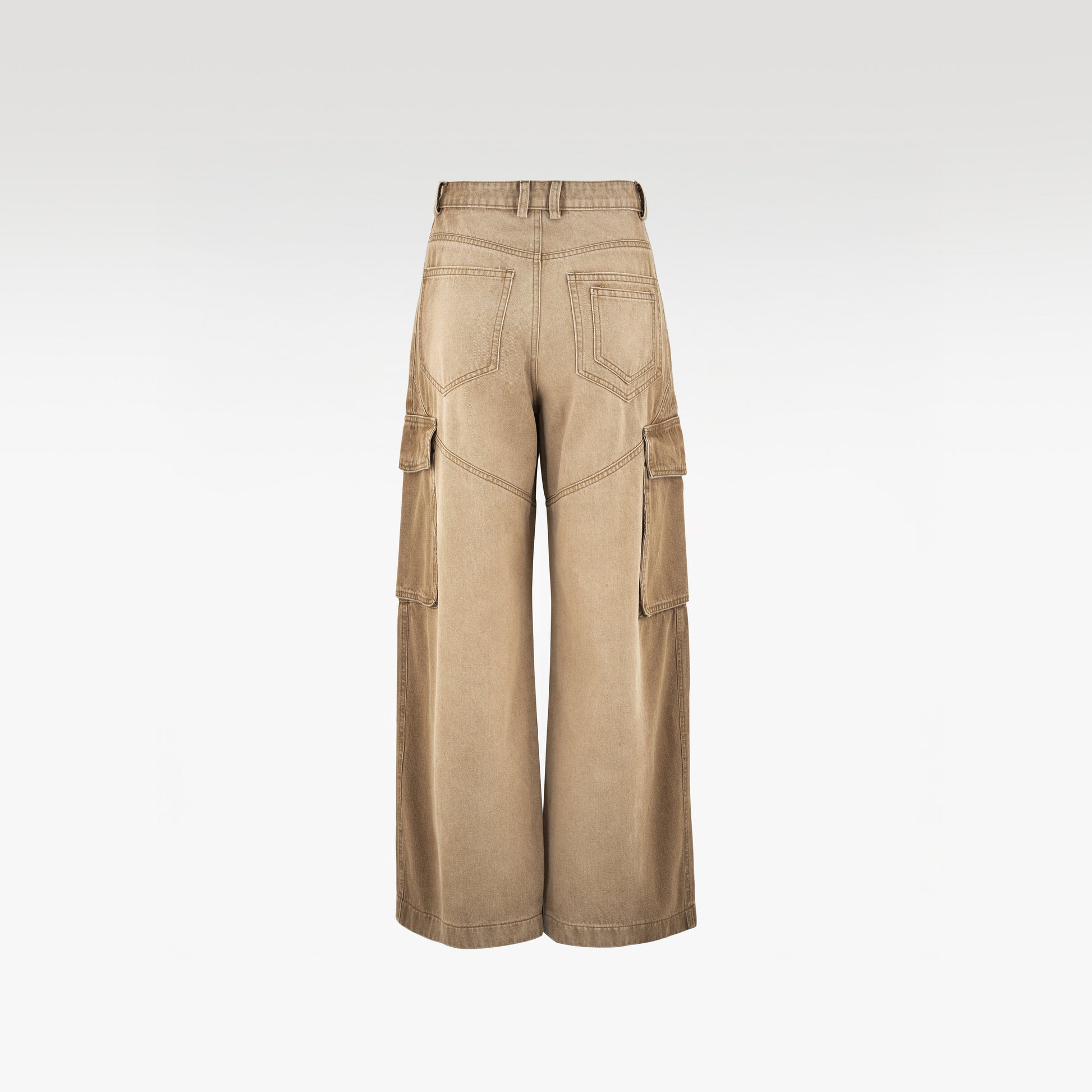 Dune Tact Zip Cargo Pants | Tactical Multi-Pocket Wide Leg Denim - Vintage Sand Wash Earth Tone Techwear