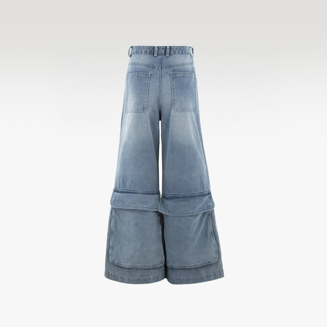 Fade Stack Cargo Pants | 3D Multi-Pocket Wide Leg Denim - Vintage Indigo Fade High-Utility Streetwear