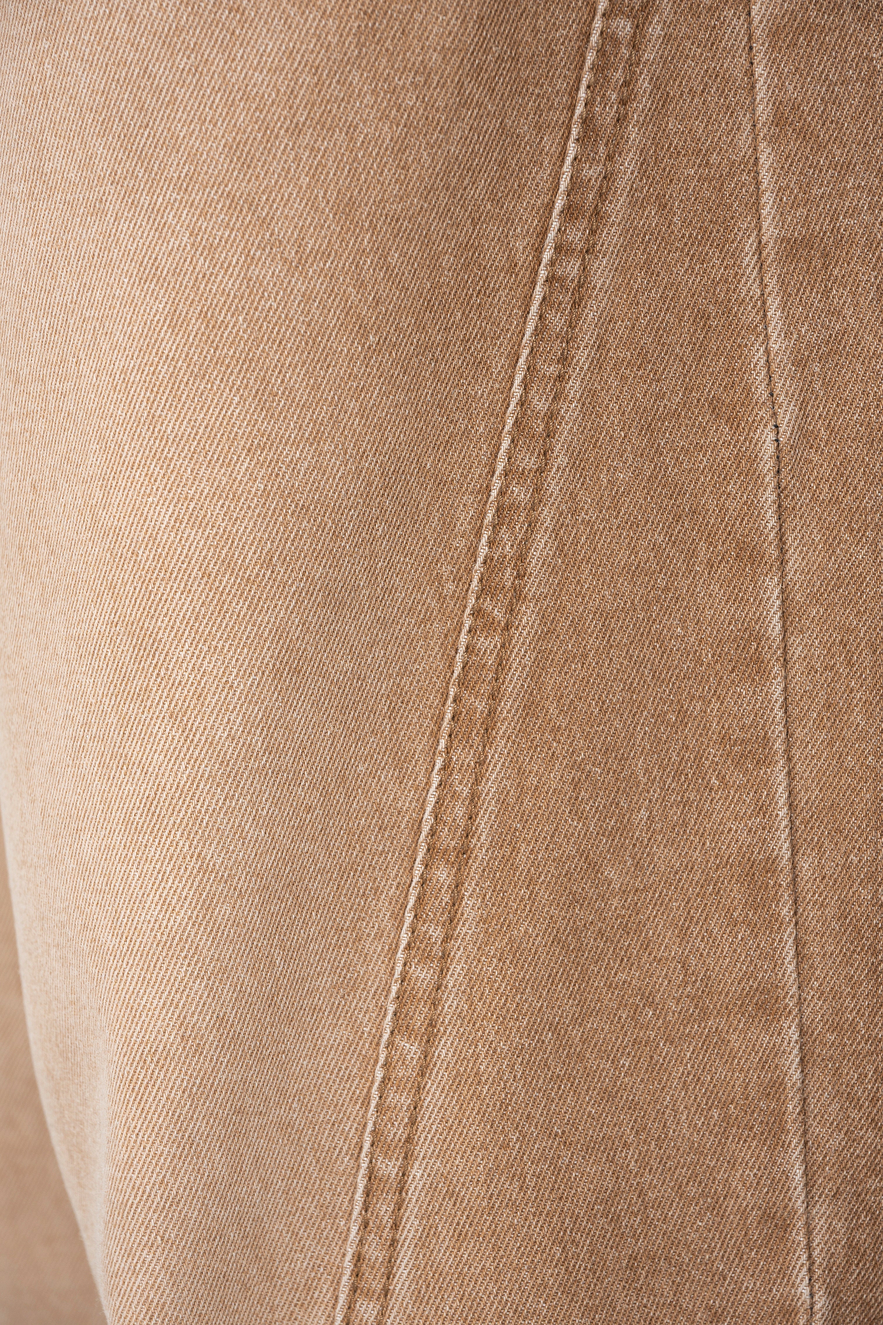 Dune Line Jeans | Wide Leg Paneled Denim - Vintage Sand Wash Earth Tone Streetwear Pants