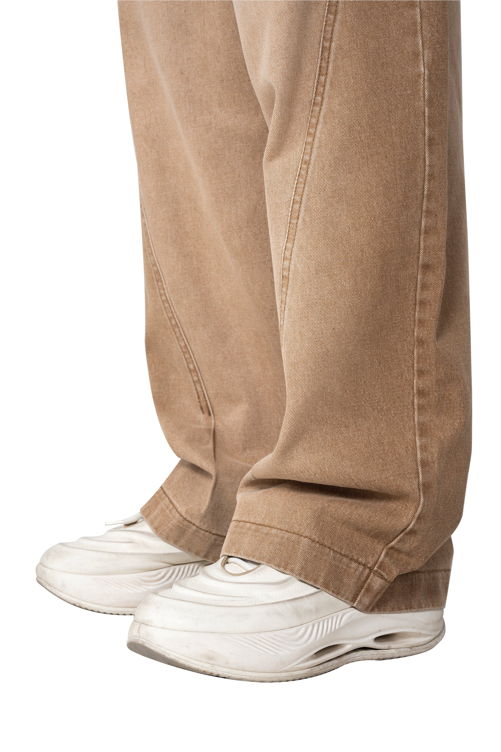 Dune Line Jeans | Wide Leg Paneled Denim - Vintage Sand Wash Earth Tone Streetwear Pants