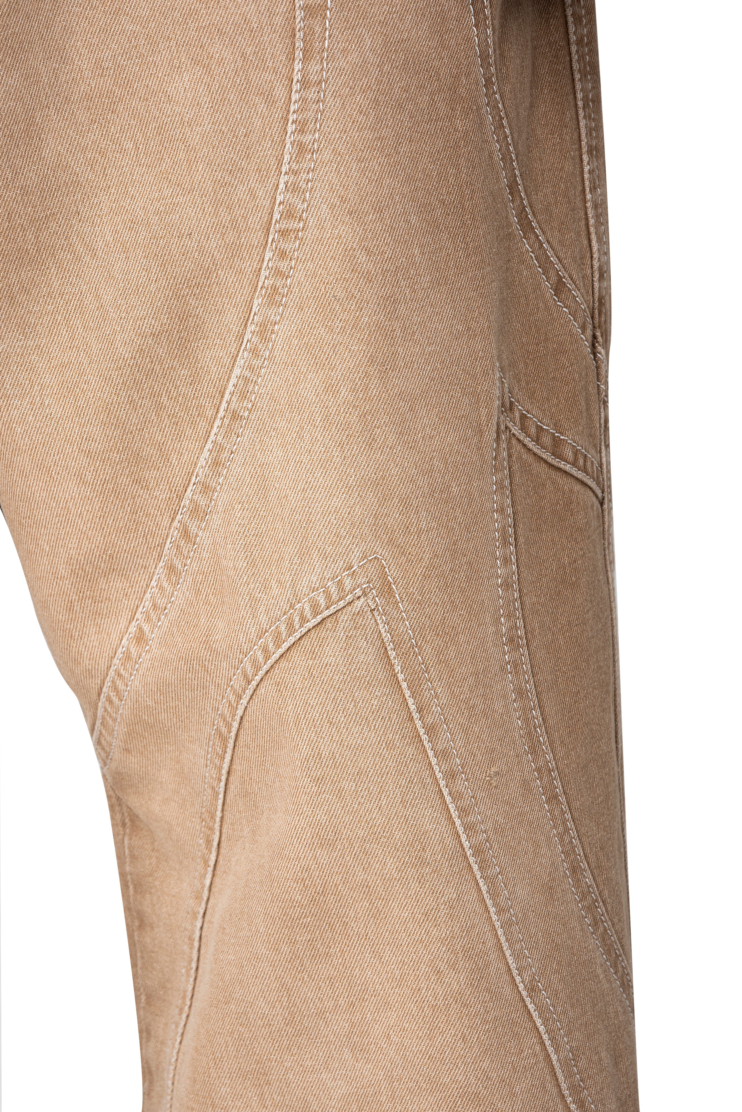 Dune ARC Jeans | Curved Paneled Wide-Leg Denim - Vintage Sand Wash Streetwear Pants