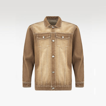 Dune Origin Denim Jacket | Vintage Sand Wash Trucker - Premium Heavyweight Paneled Earth Tone Outerwear