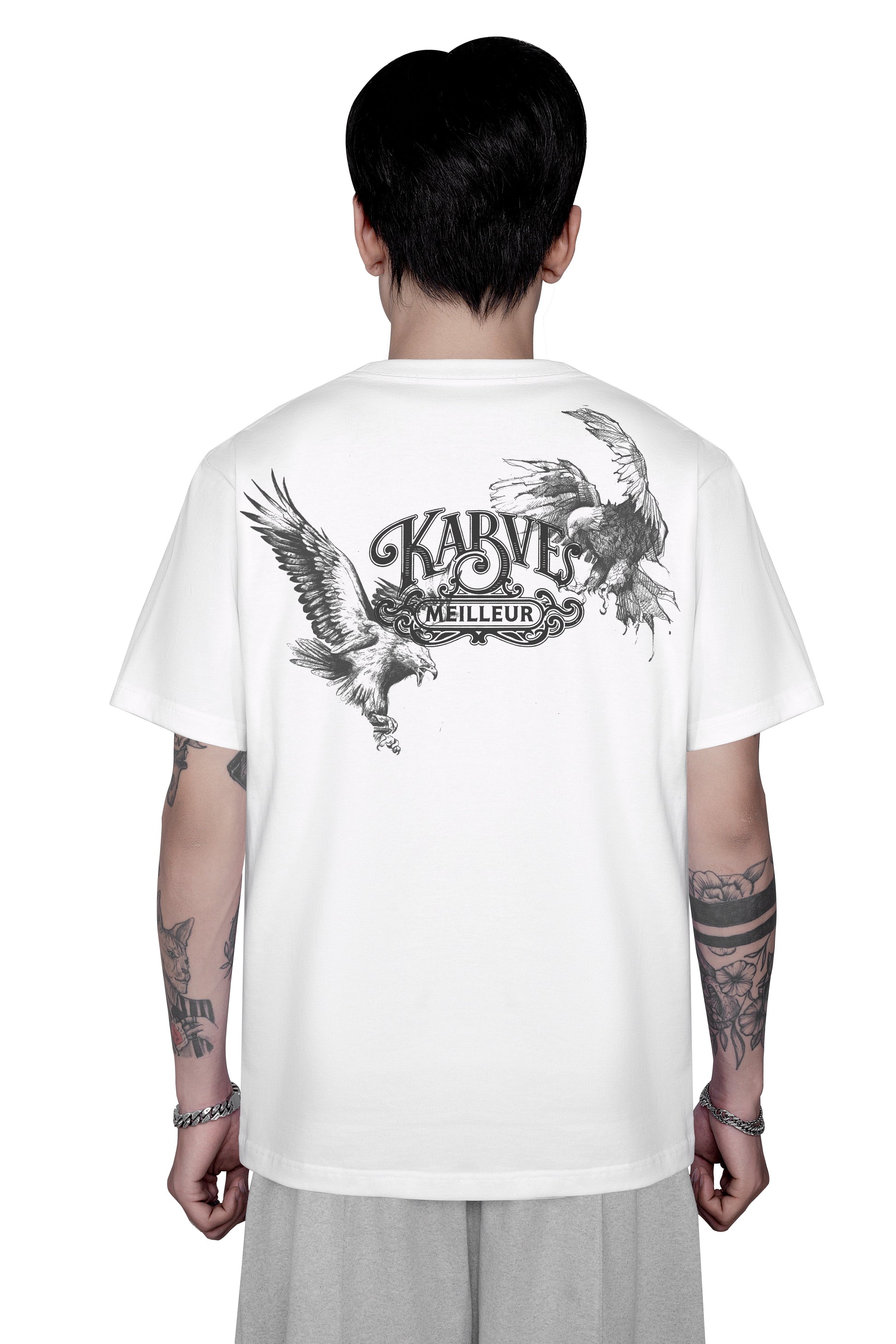 Eagle Slim Fit T-Shirt | Premium Cotton Graphic Tee - Distressed Eagle Illustration White Streetwear Top