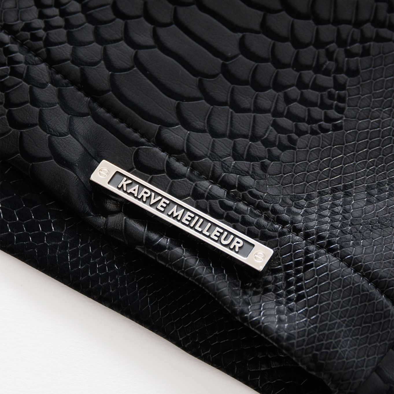 Cross Leather Shorts | Black Pythonskin Embossed Faux Leather Streetwear