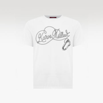Iron Knot Slim Fit T-Shirt | Premium Cotton Graphic Tee - Technical Rope & Carabiner White Streetwear Top