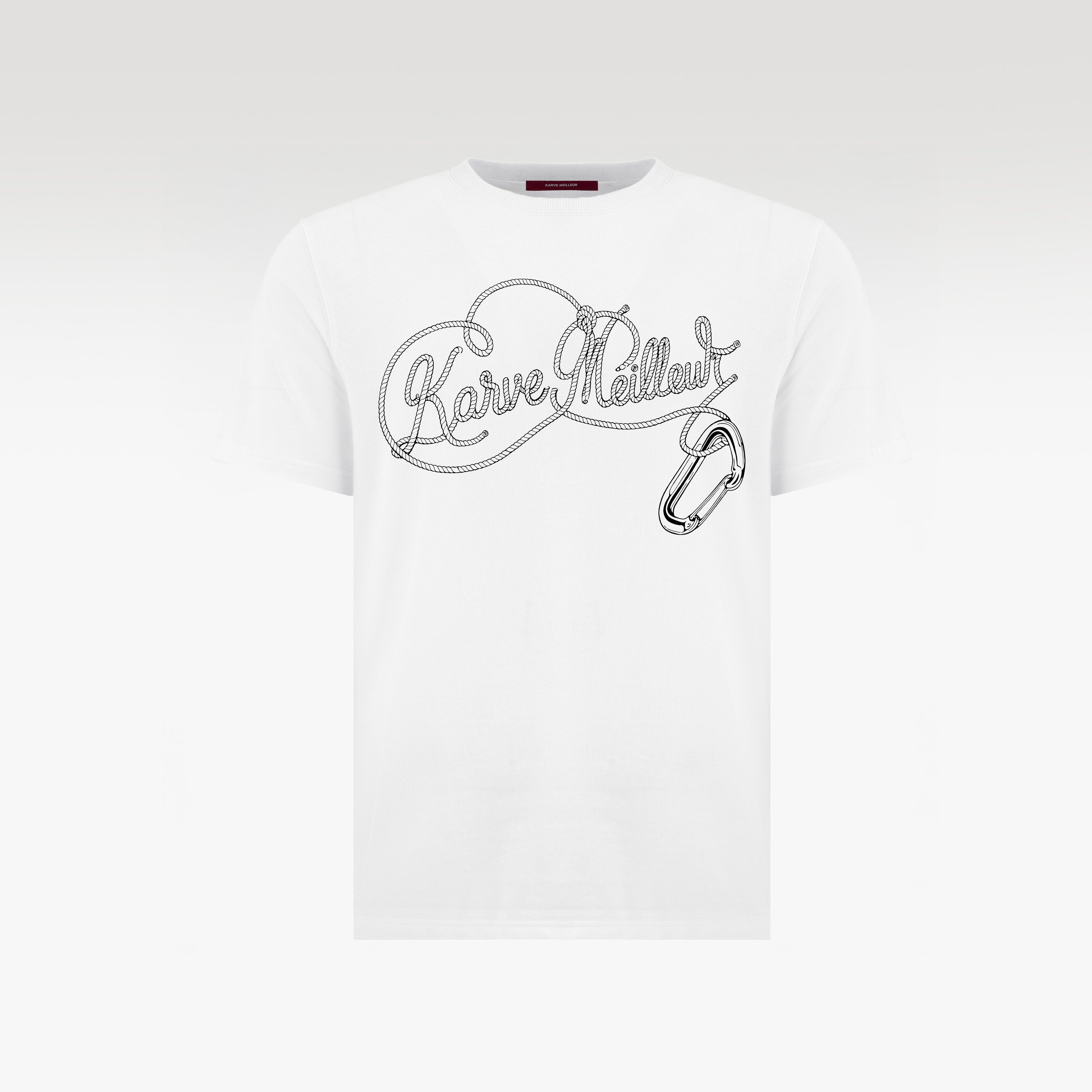 Iron Knot Slim Fit T-Shirt | Premium Cotton Graphic Tee - Technical Rope & Carabiner White Streetwear Top