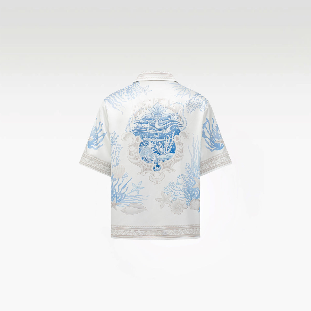 Rococo Coraline White Silk Shirt | Premium Printed Silk Taffeta White ...