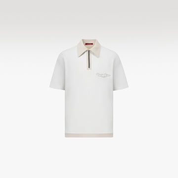 The Odyssey Knit Polo | Off-White Knit Slogan Embroidered Streetwear