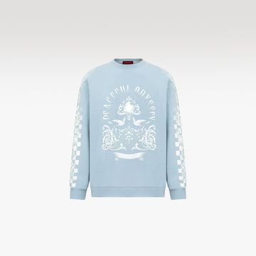 Gradient Long Sleeved Sweatshirt | Checkerboard Sleeve Accents Minimal Streetstyle