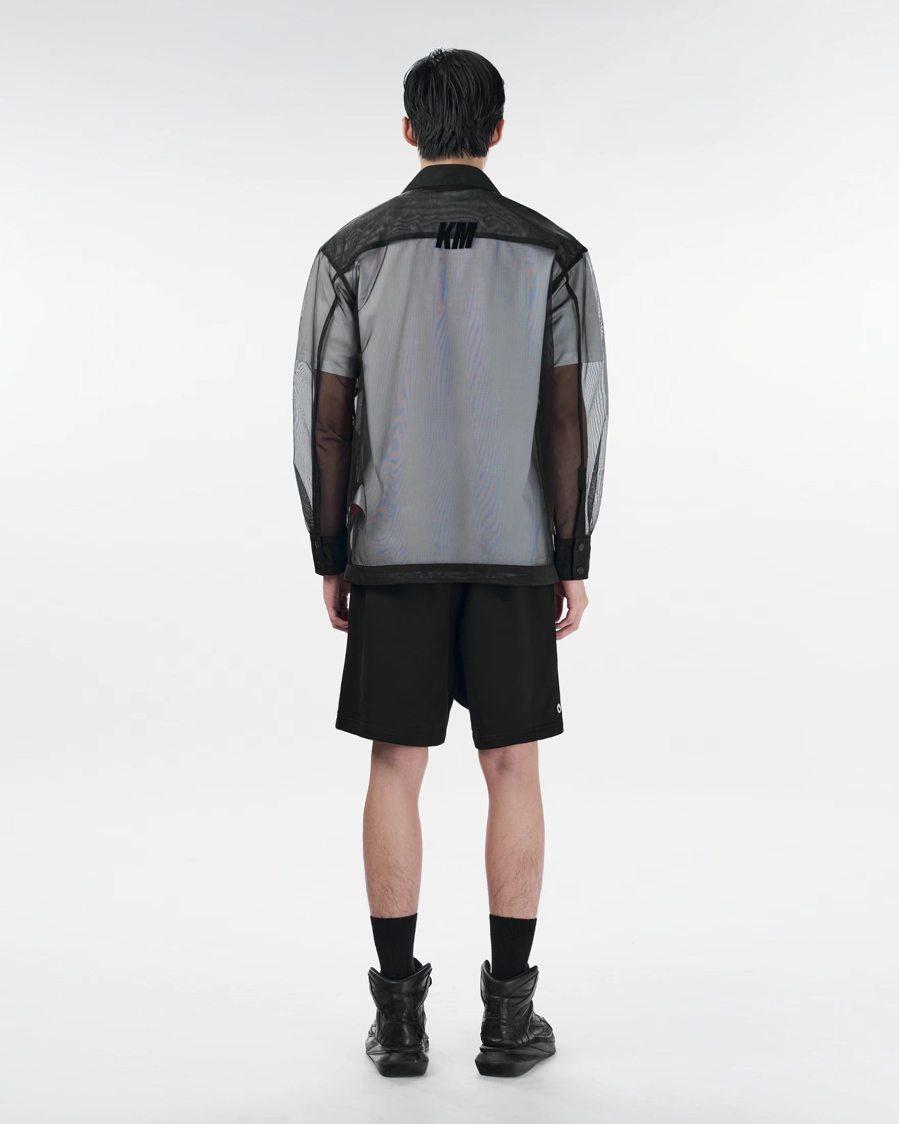 Veos Zip Black Shirt | Recycled Fabric Mesh Streetwear Long-Sleeve