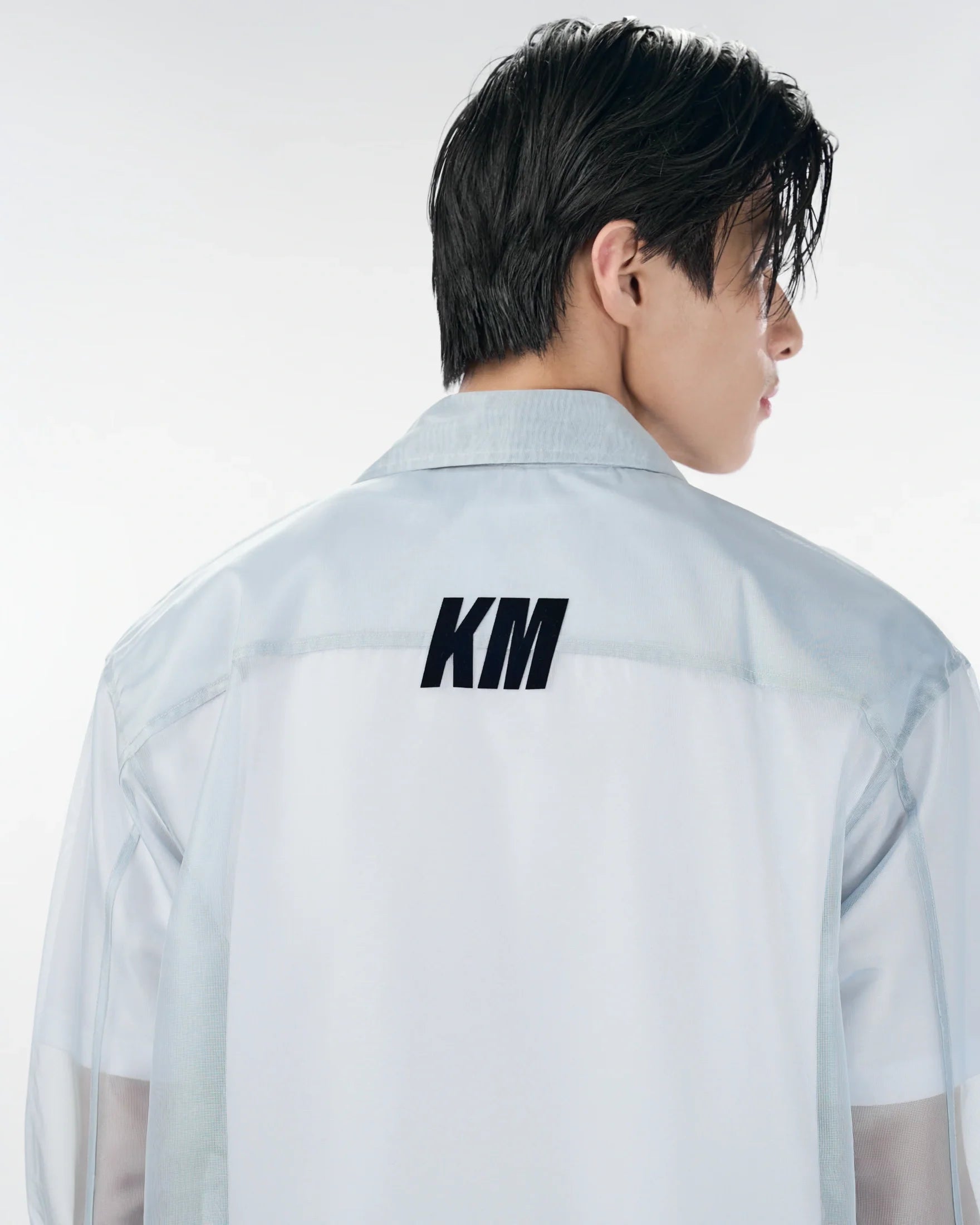 Veos Zip Blue Shirt | Recycled Fabric Mesh Streetwear Long-Sleeve