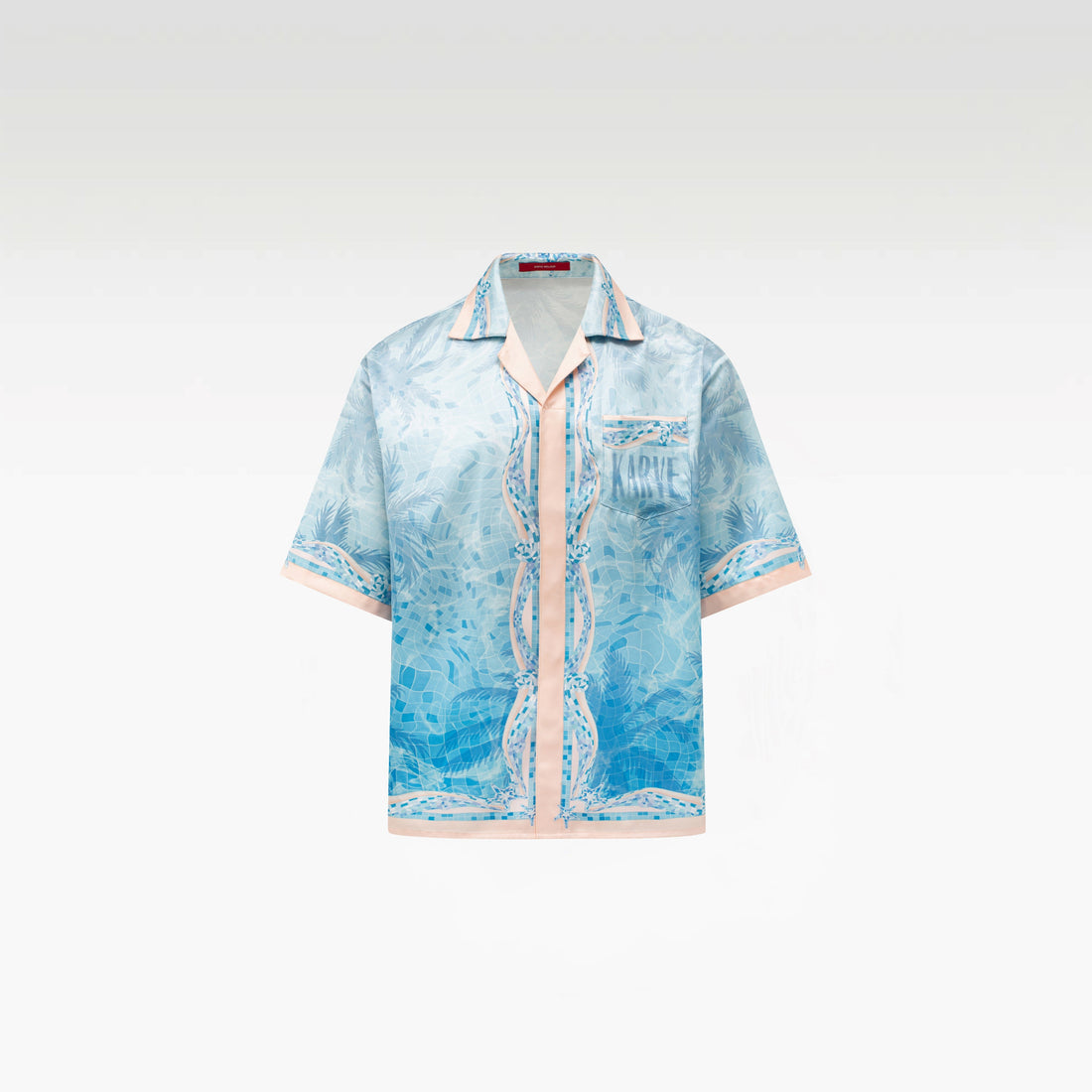 Iridescent Mosaic Silk Shirt | Premium Printed Silk Ocean Opulence Turquoise Pearl Gradient