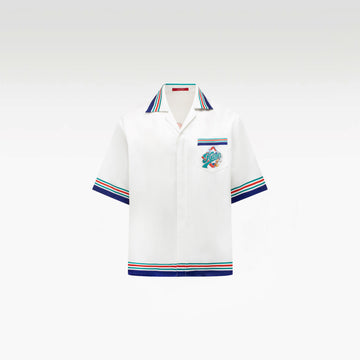 Seabound Silk Shirt | Printed Silk Taffeta Short Sleeve Streetwear