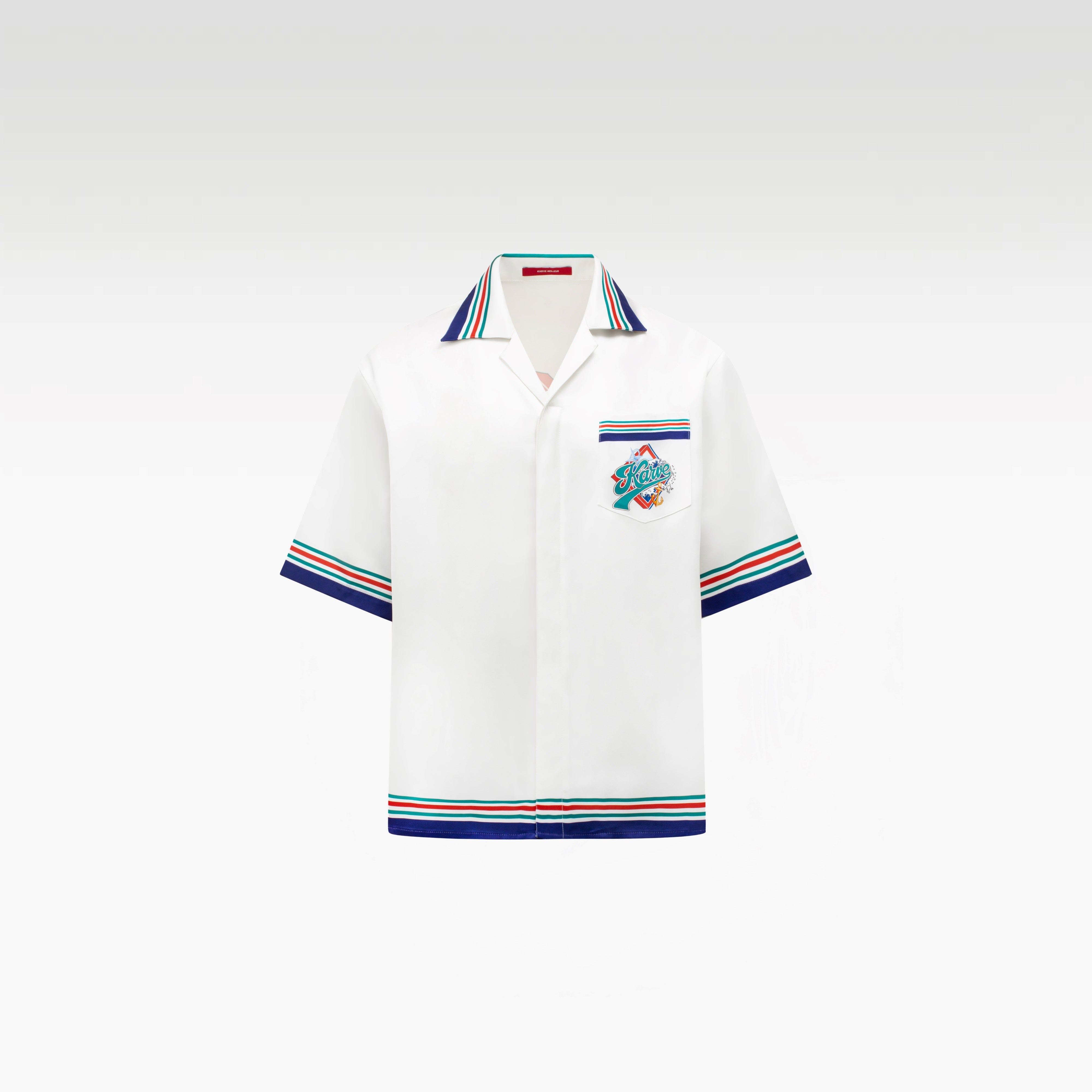 Seabound Silk Shirt | Printed Silk Taffeta Short Sleeve Streetwear