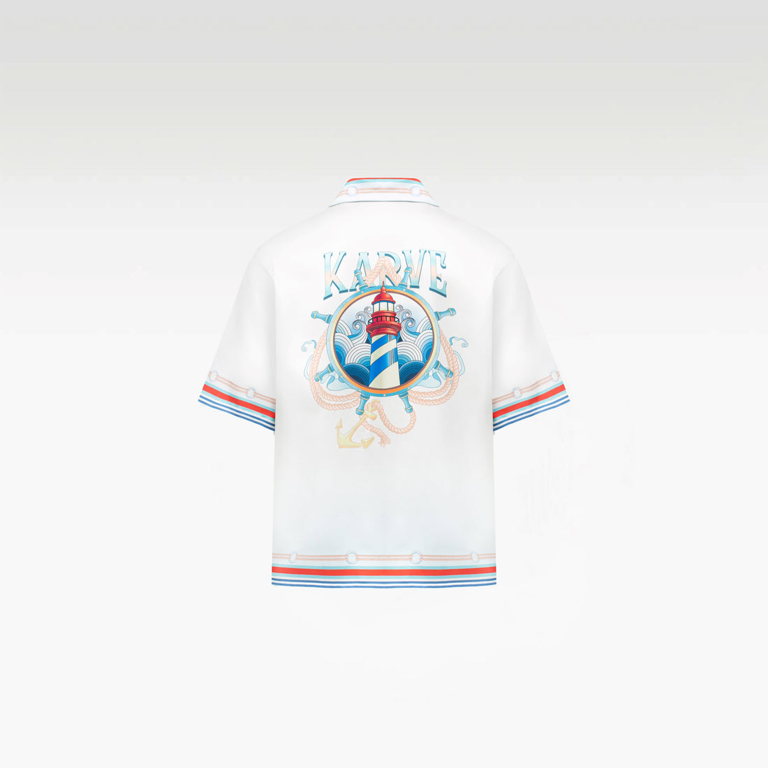 Echolight Silk Shirt | Premium Printed Silk Taffeta Ocean Opulence Lighthouse