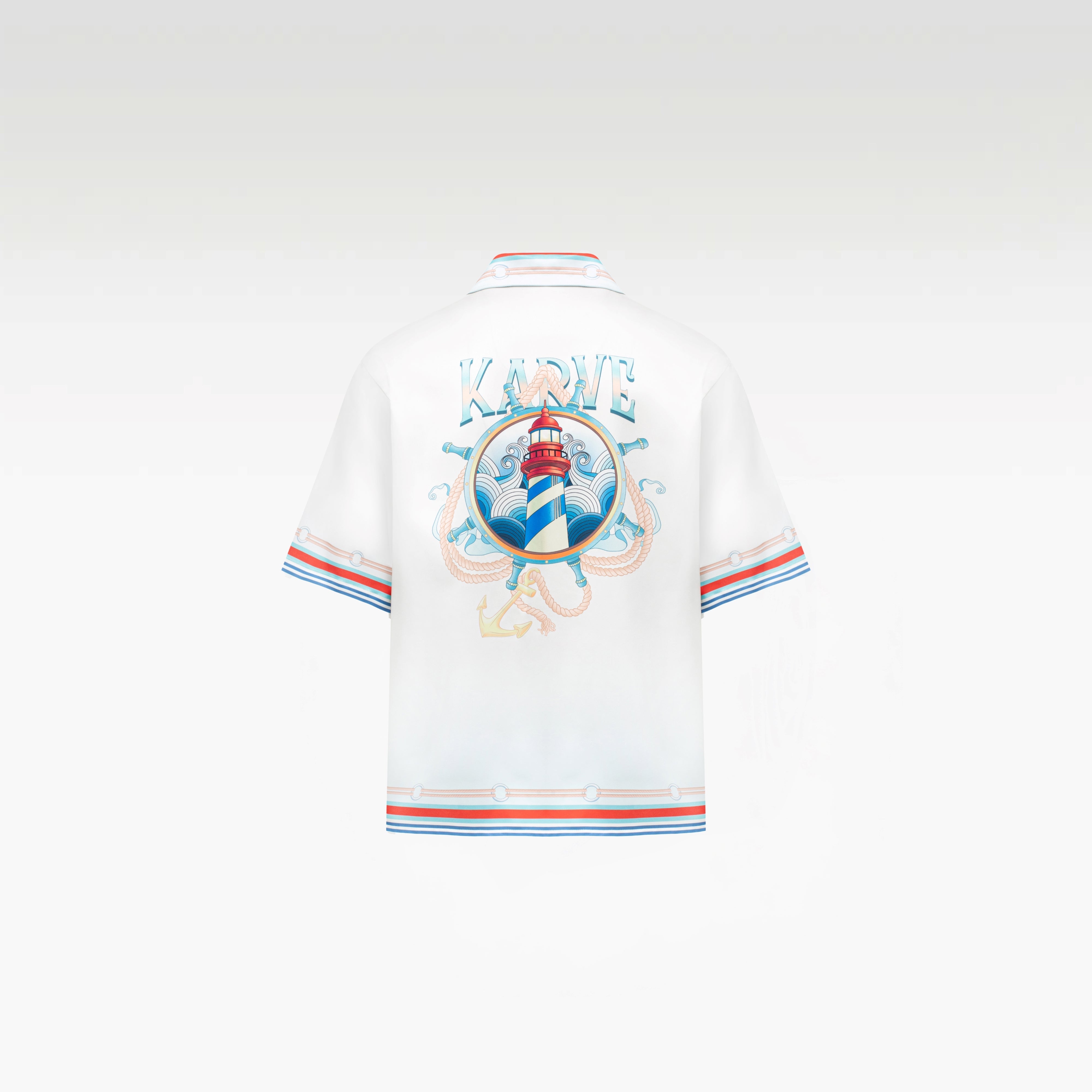Echolight Silk Shirt | Premium Printed Silk Taffeta Ocean Opulence Lighthouse