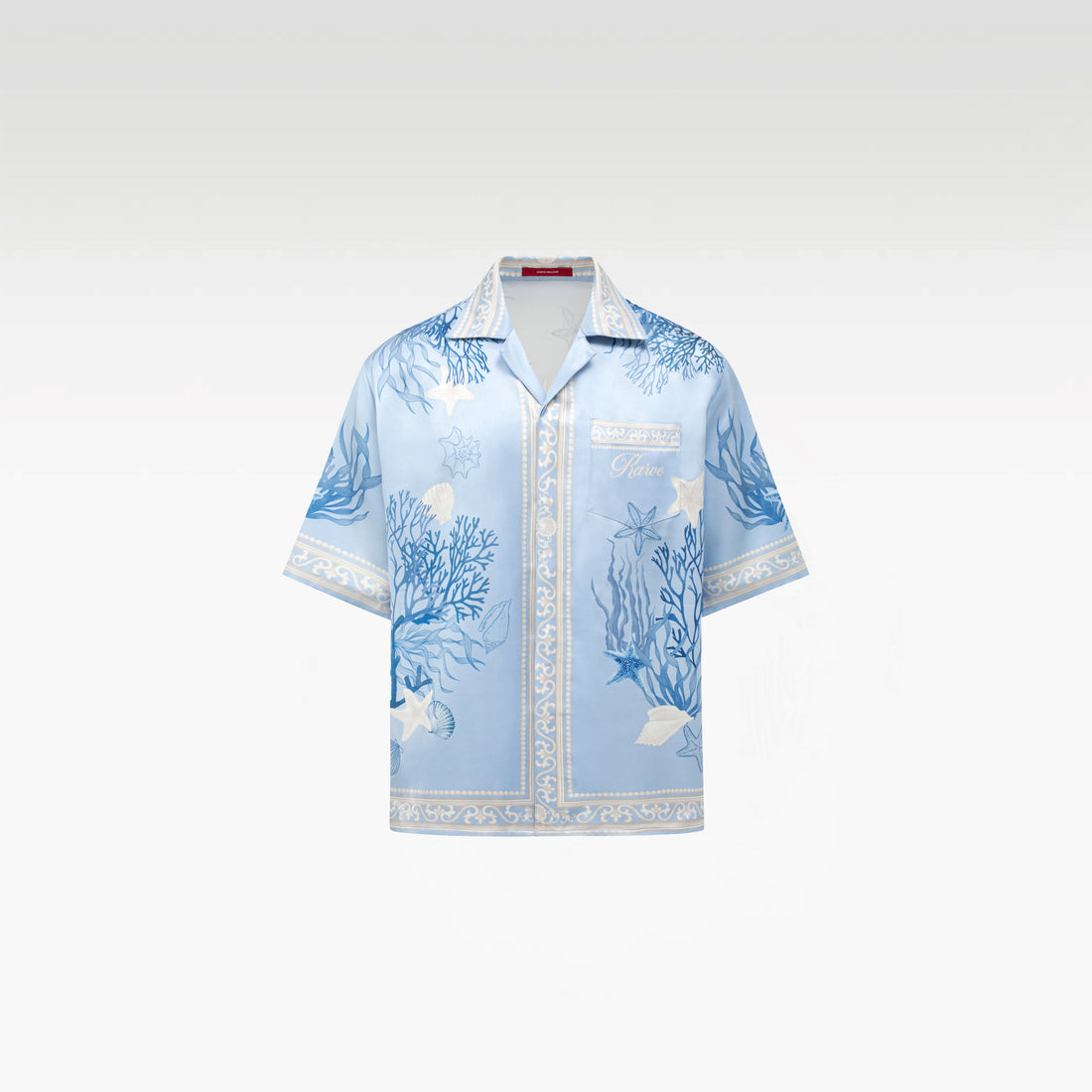 Rococo Coraline Blue Silk Shirt | Premium Printed Silk Refined Streetstyle Mermaid