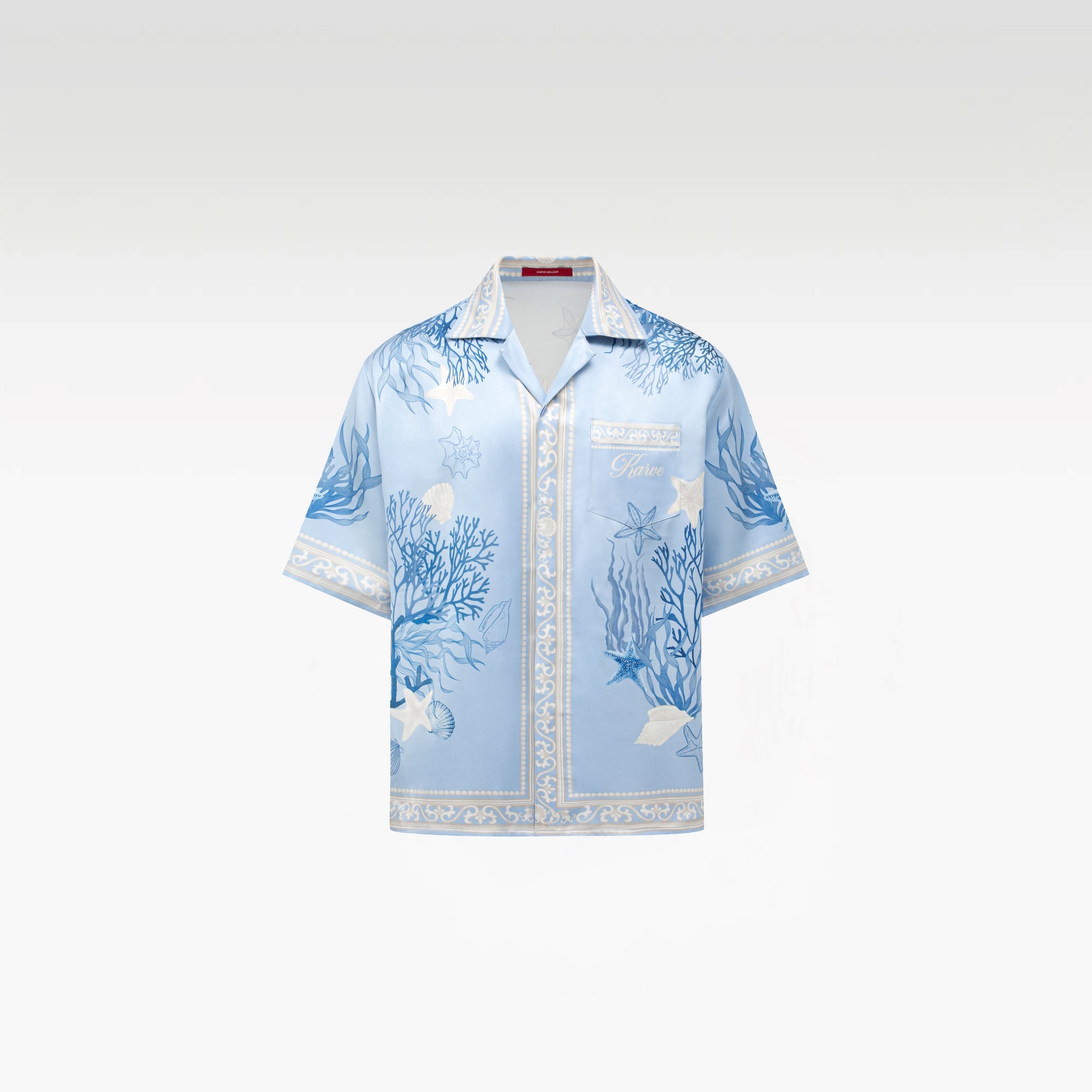 Rococo Coraline Blue Silk Shirt | Premium Printed Silk Refined Streetstyle Mermaid