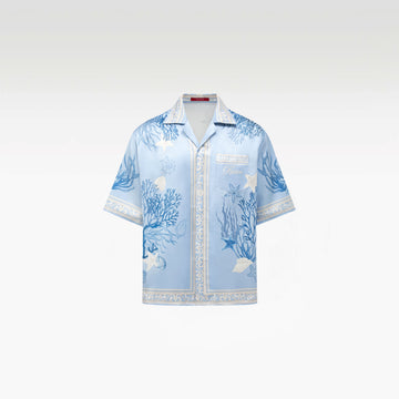 Rococo Coraline Blue Silk Shirt | Premium Printed Silk Refined Streetstyle Mermaid