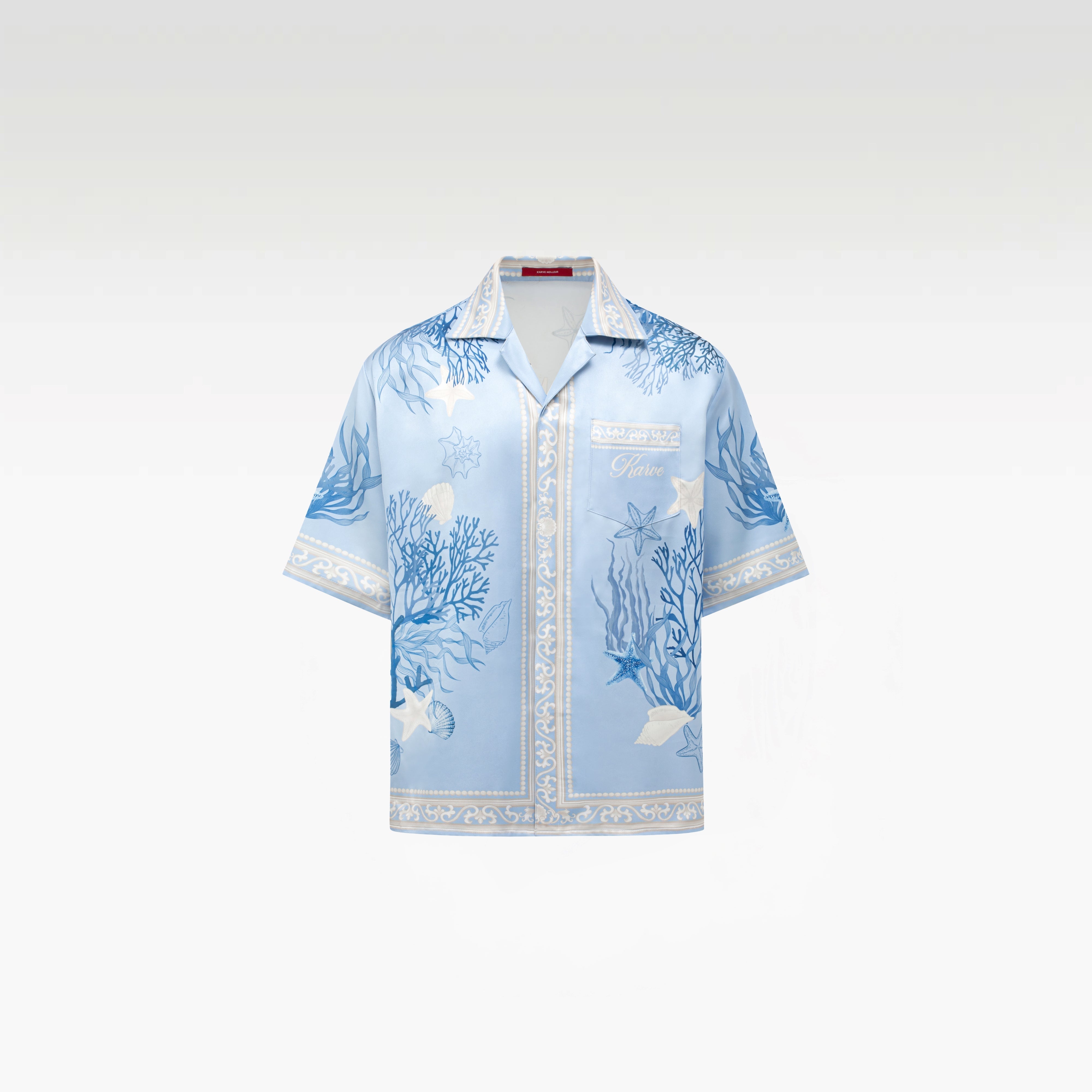 Rococo Coraline Blue Silk Shirt | Premium Printed Silk Refined Streetstyle Mermaid