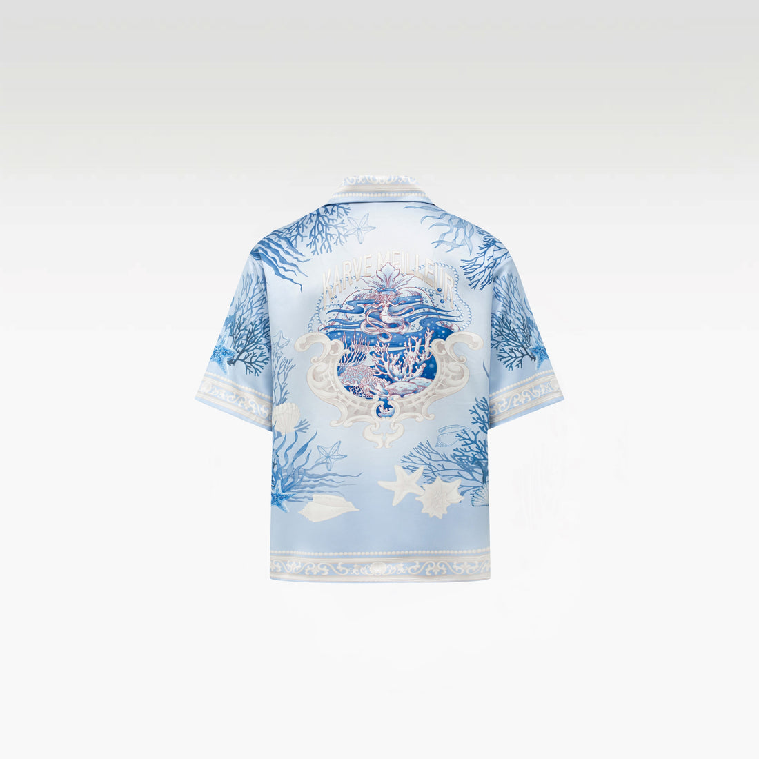 Rococo Coraline Blue Silk Shirt | Premium Printed Silk Refined Streetstyle Mermaid