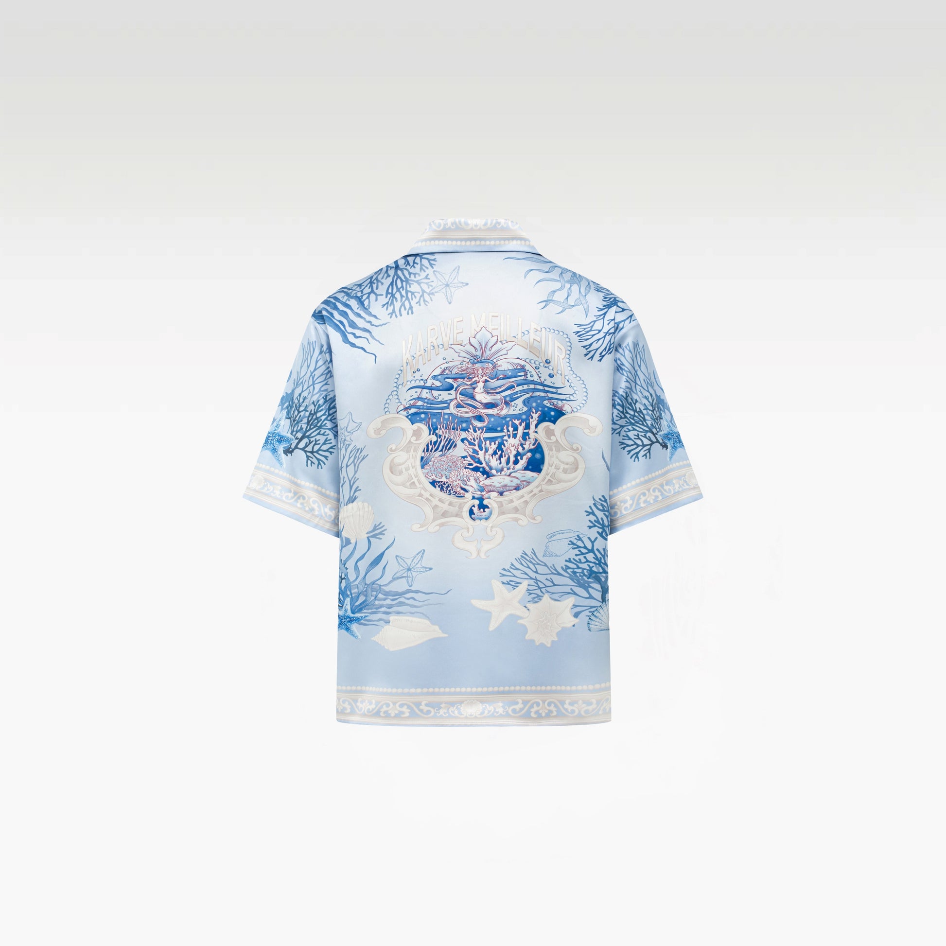 Rococo Coraline Blue Silk Shirt | Premium Printed Silk Refined Streetstyle Mermaid