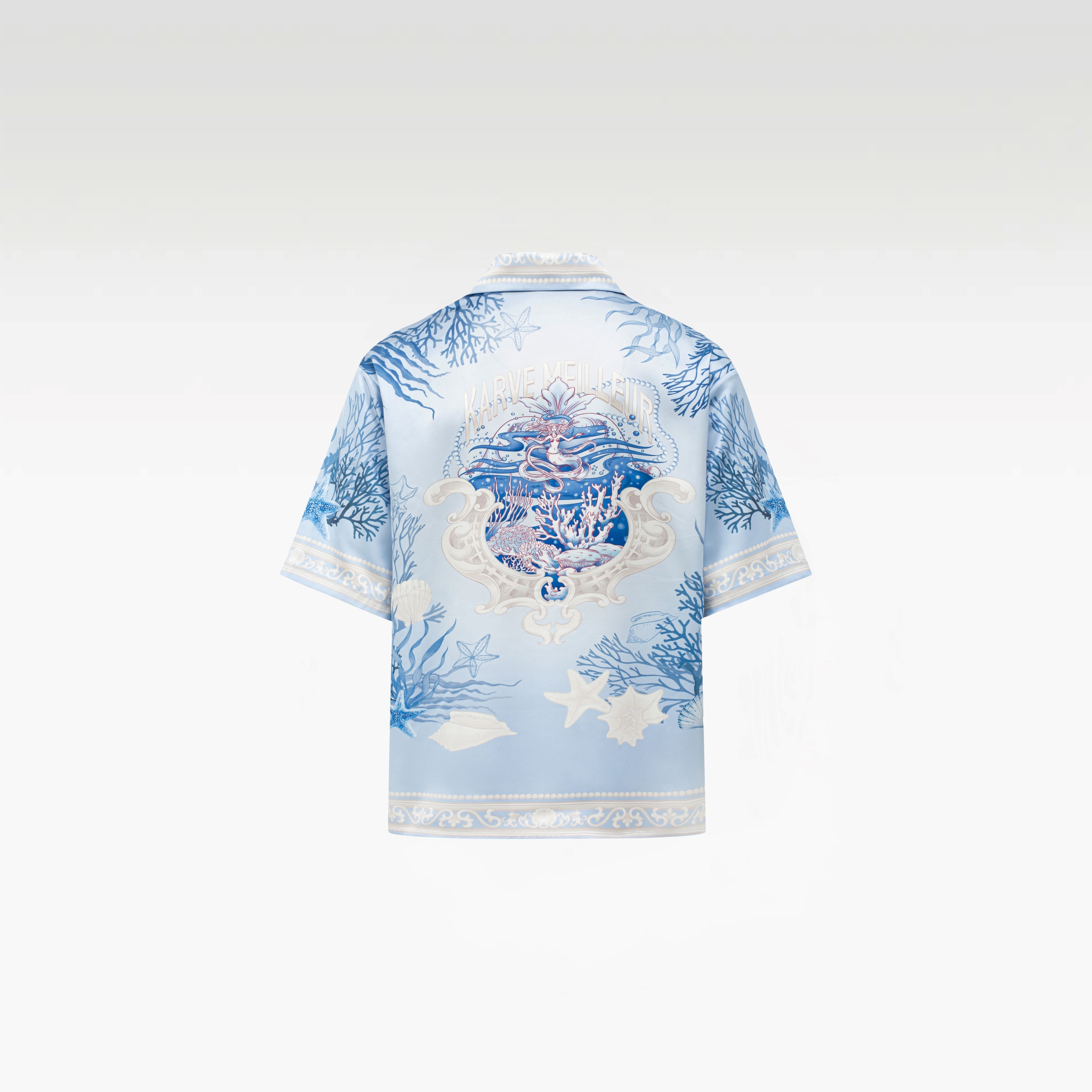 Rococo Coraline Blue Silk Shirt | Premium Printed Silk Refined Streetstyle Mermaid