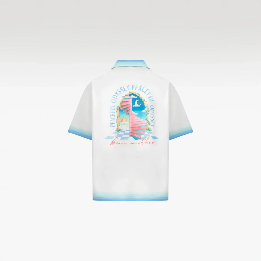 Odyssey Silk Shirt | Premium Printed Silk Gradient Peaceful Odyssey Art