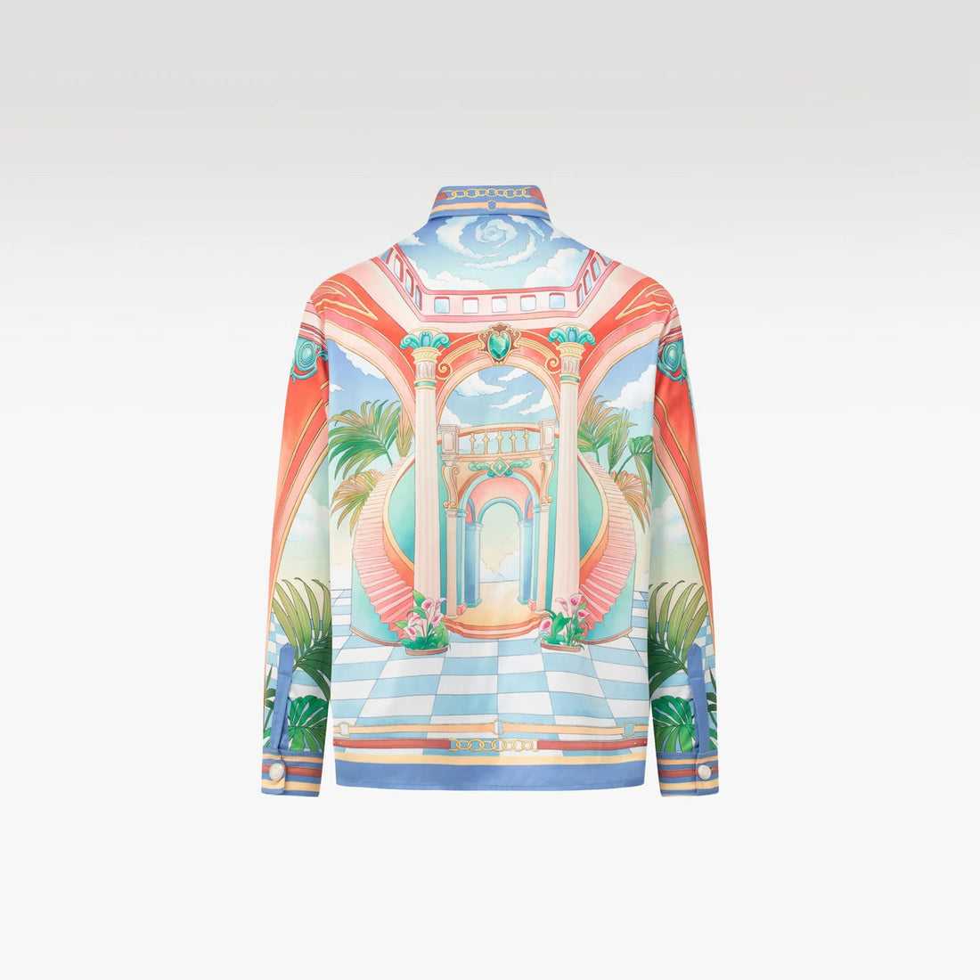 Paysage Long-Sleeved Silk Shirt | Premium Printed Silk Taffeta Cuban Collar Baroque Utopia Oasis Artwork