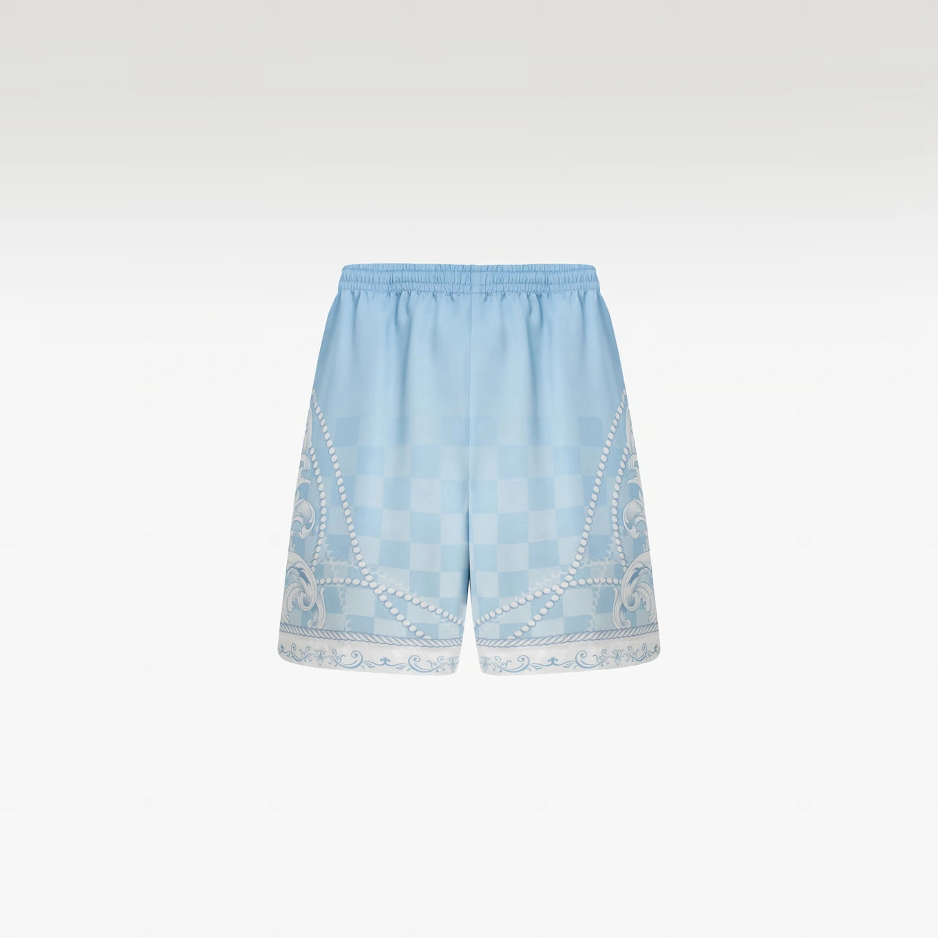 Epiphany Silk Shorts | Premium Printed Silk Tonal Checkerboard Baroque Art