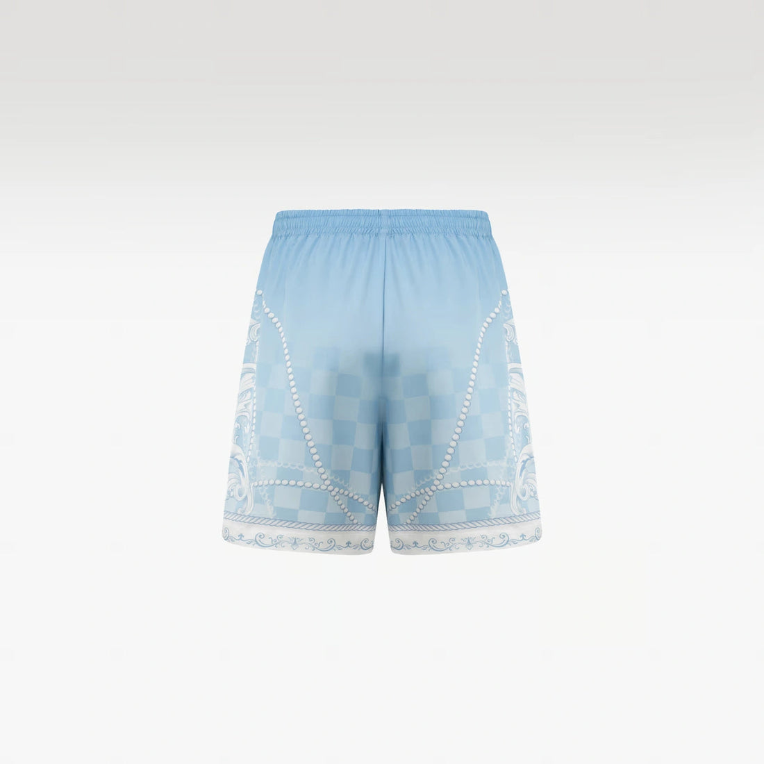 Epiphany Silk Shorts | Premium Printed Silk Tonal Checkerboard Baroque Art