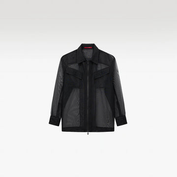 Veos Zip Black Shirt | Recycled Fabric Mesh Streetwear Long-Sleeve