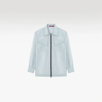 Veos Zip Blue Shirt | Recycled Fabric Mesh Streetwear Long-Sleeve