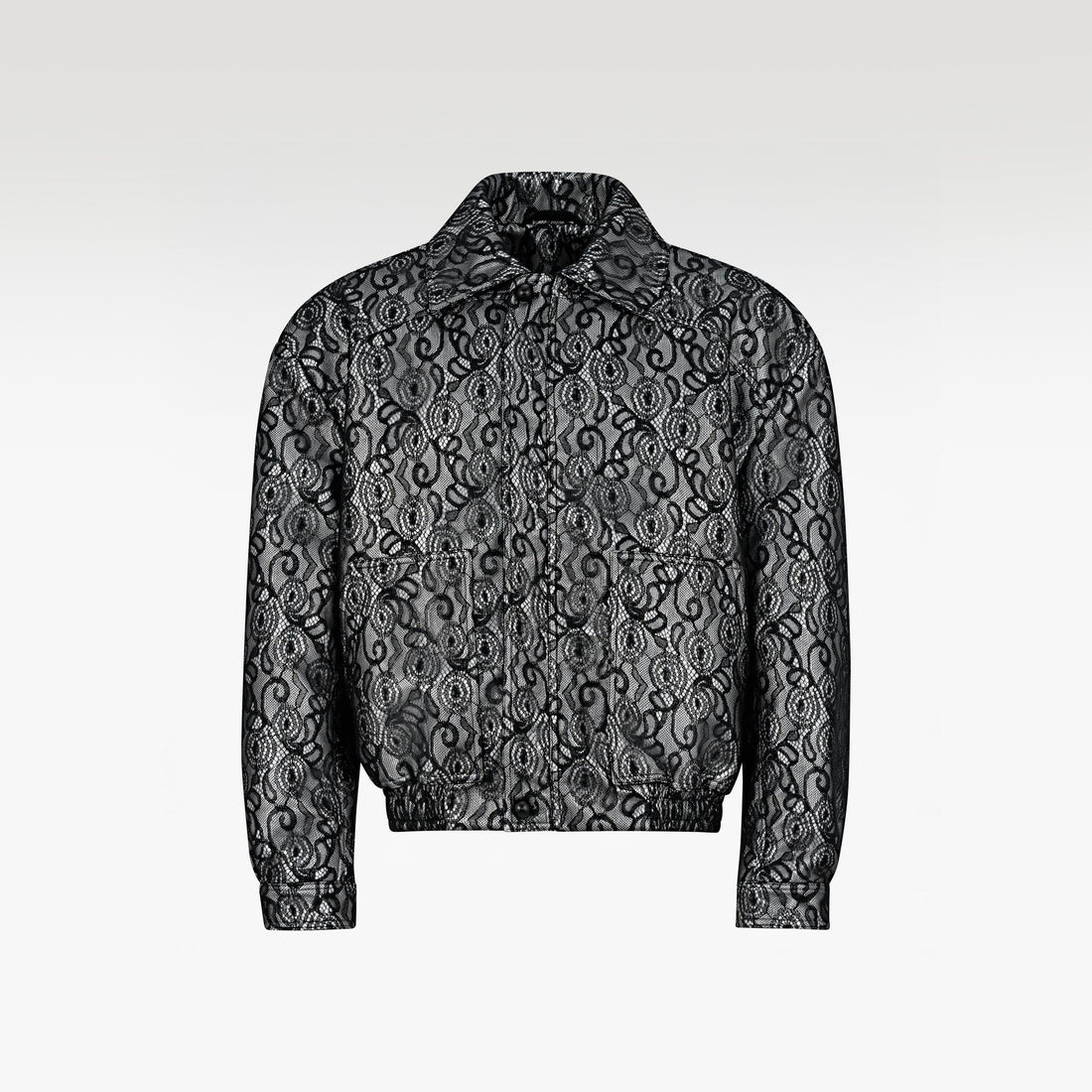 The Shadow Monarch Faux Leather Jacket | Dark Romantic Opulence Black Lace Overlay