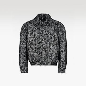 The Shadow Monarch Faux Leather Jacket | Dark Romantic Opulence Black Lace Overlay
