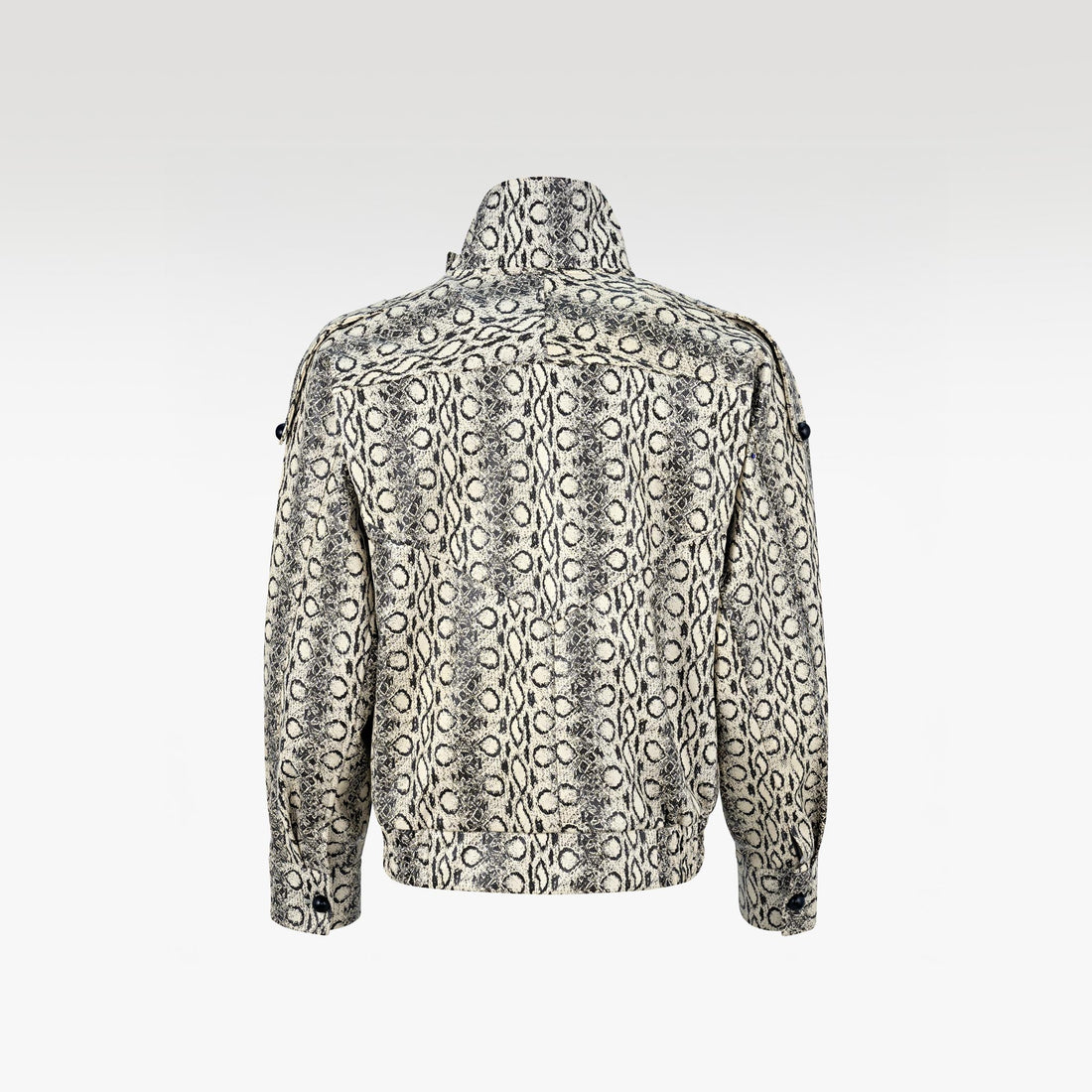 The Viper Commander Faux Leather Jacket | High-Collar Snake Print Structured Streetwear