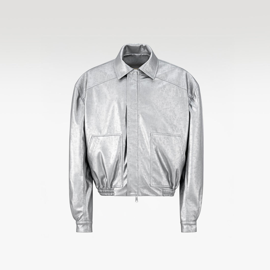 The Soft Decree Faux Leather Jacket | Metallic Techwear Oversized Bomber Shell