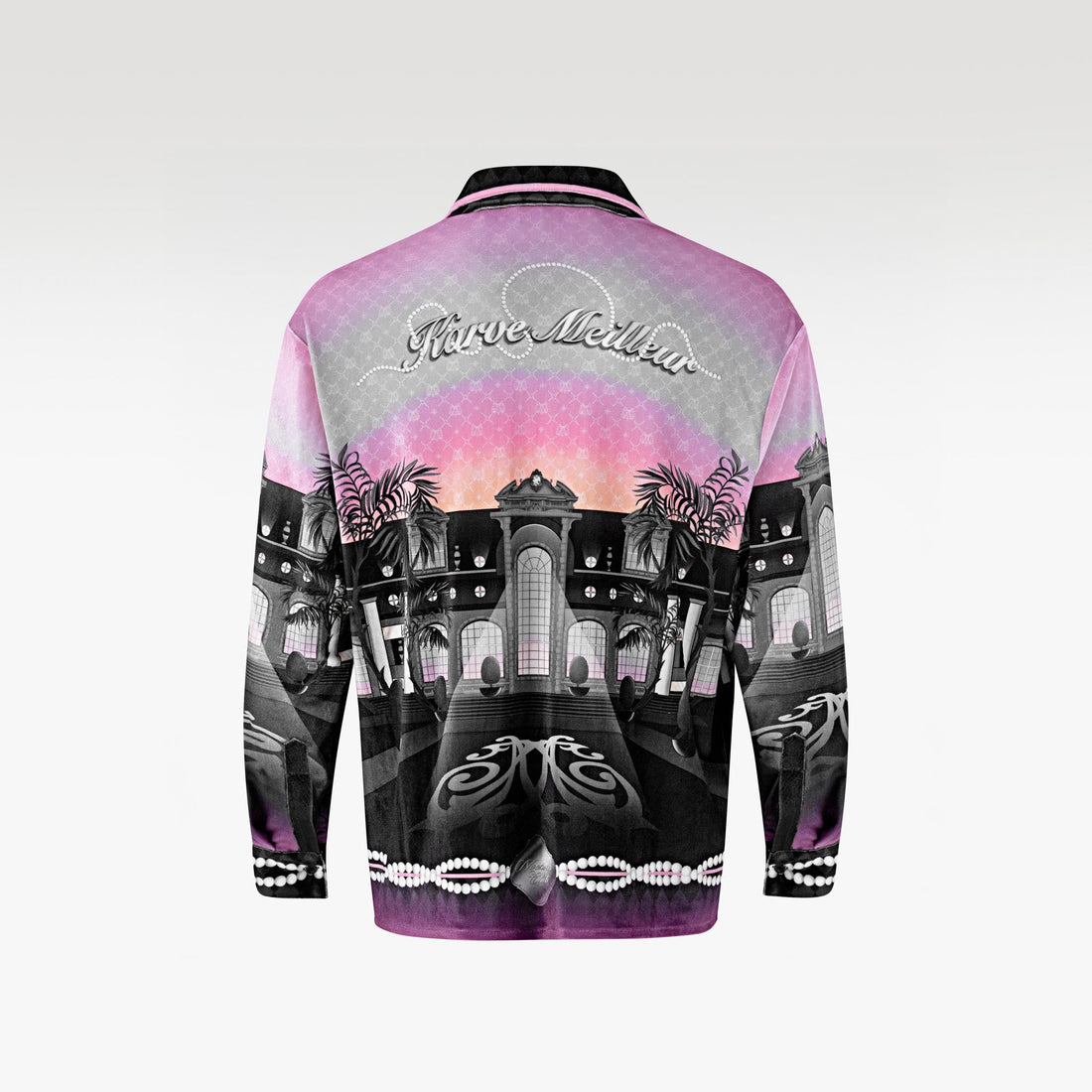 The Pink Smoke Paradise Velvet Shirt | Premium Velvet Relaxed Psychedelic
