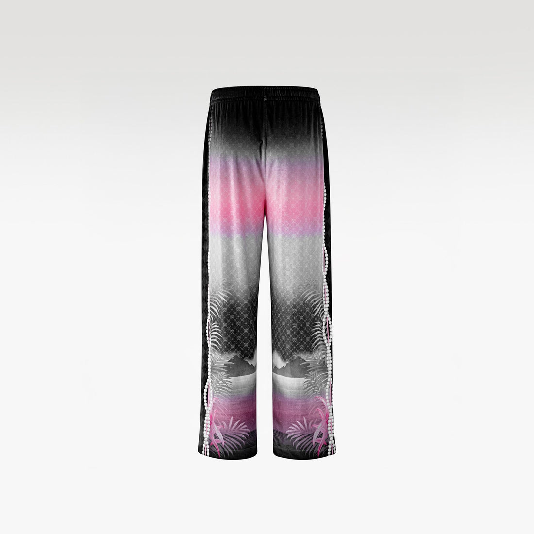 The Pink Smoke Paradise Velvet Pants | Premium Velvet Tropical Psychedelic Print