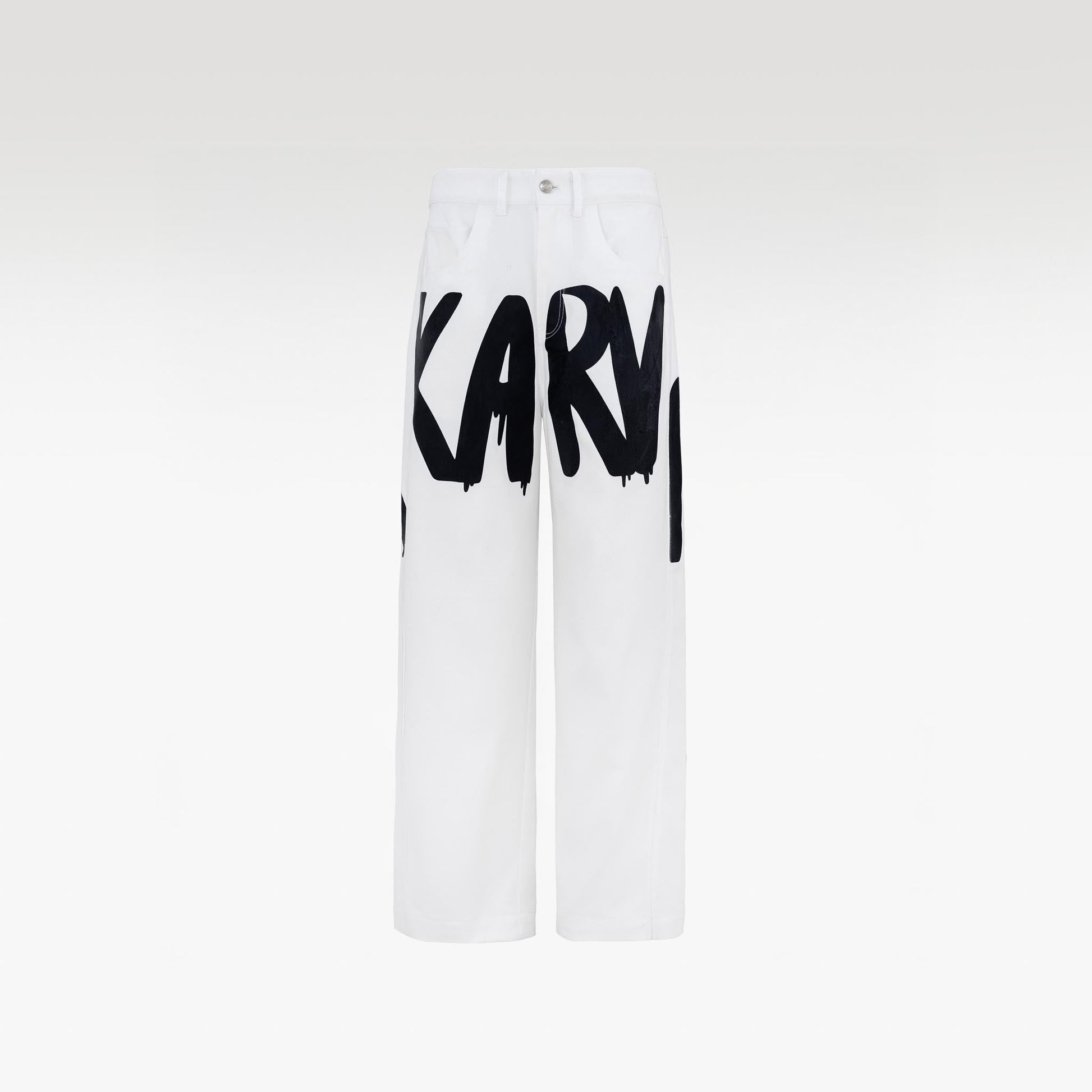 The Contrast Manifesto Kaki Pants | Bold Graffiti Wide-Leg Streetstyle Statement