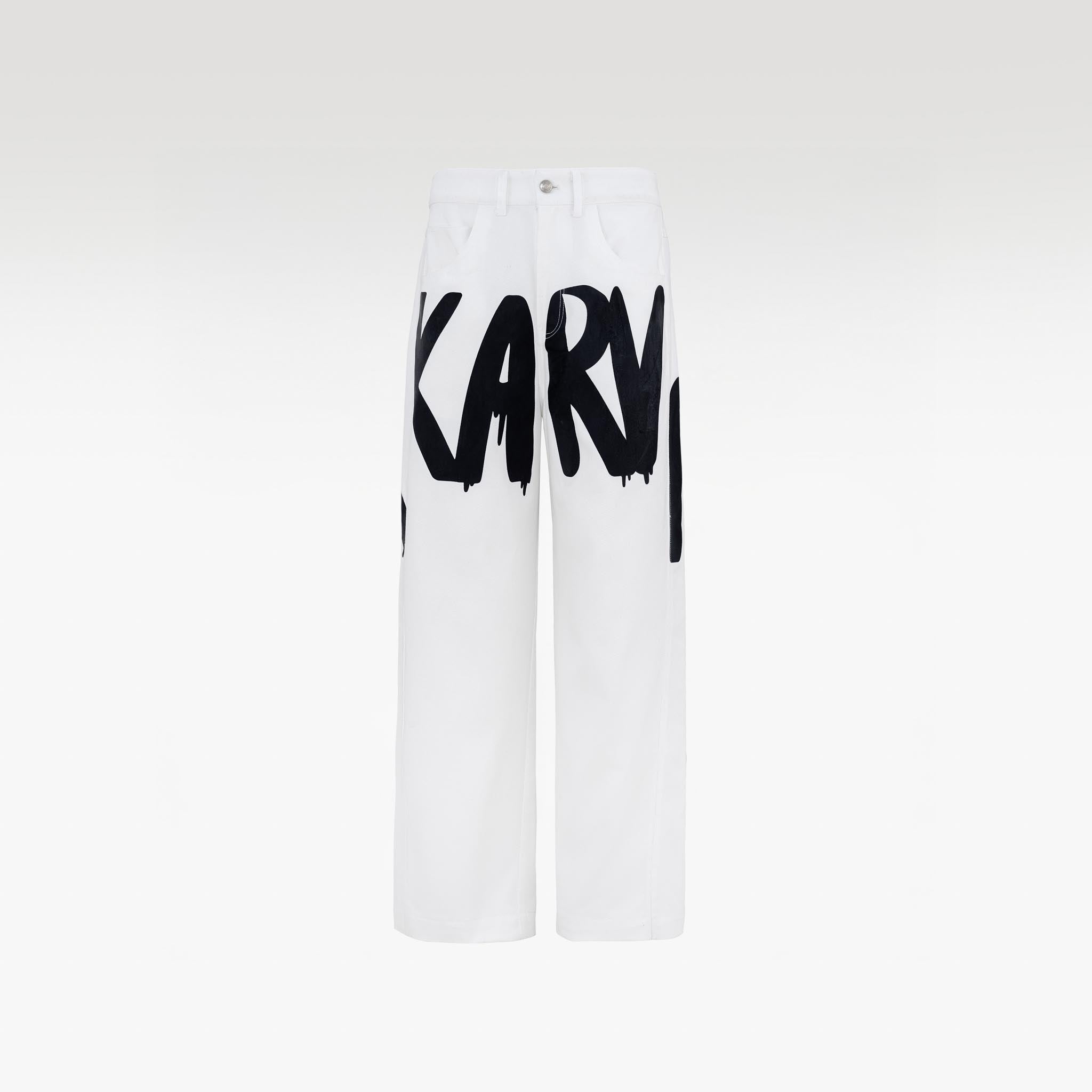 The Contrast Manifesto Kaki Pants | Bold Graffiti Wide-Leg Streetstyle Statement