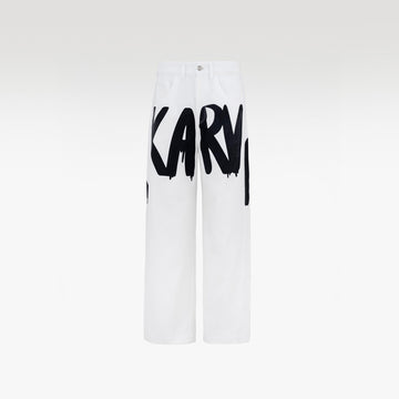 The Contrast Manifesto Kaki Pants | Bold Graffiti Wide-Leg Streetstyle Statement