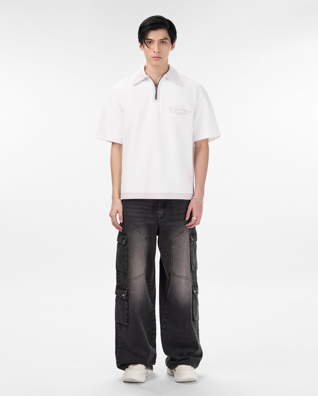 The Odyssey Knit Polo | Off-White Knit Slogan Embroidered Streetwear
