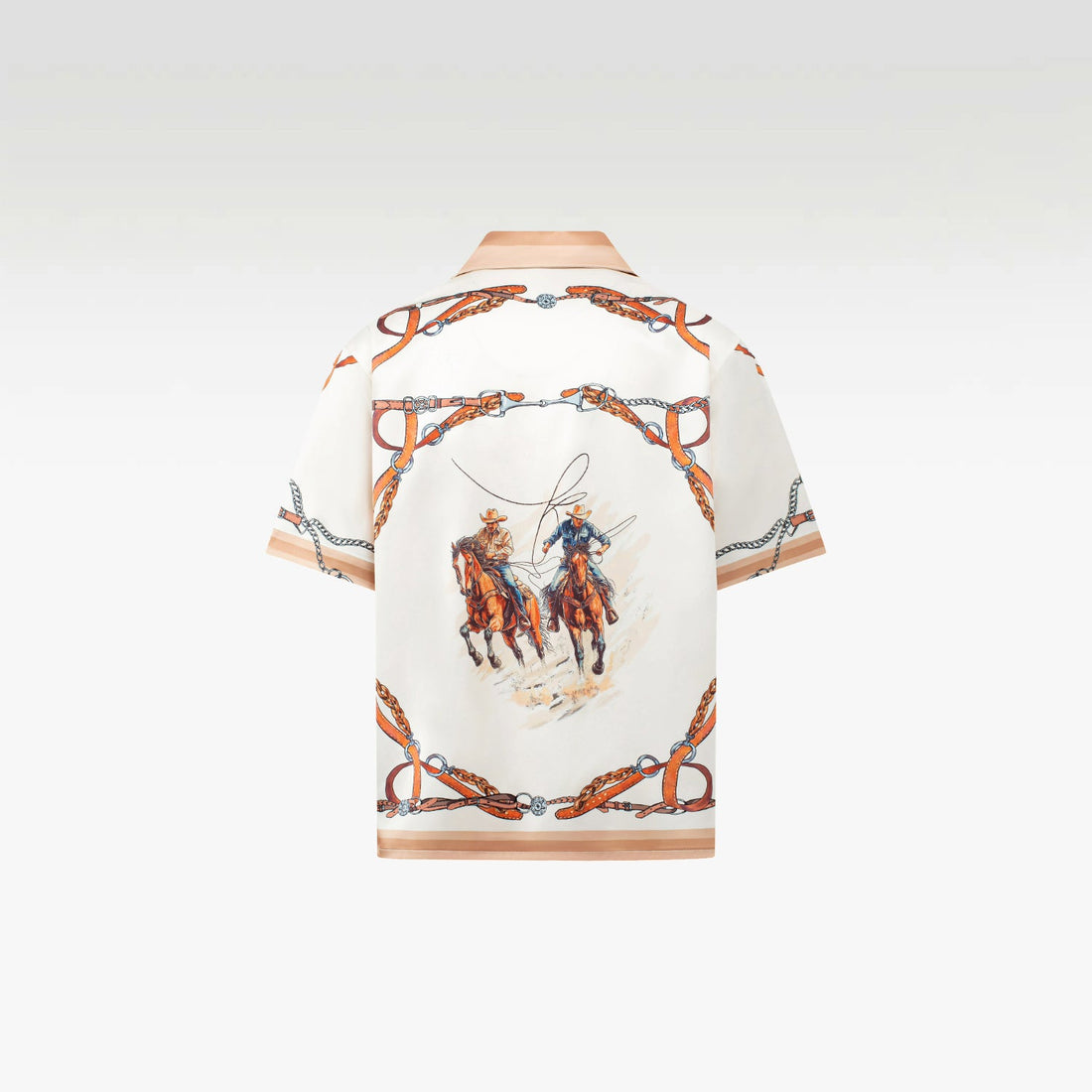 Rodeo Silk Shirt | Premium Printed Silk Taffeta Cuban Collar Short Sleeve Luxury Wild West Harness
