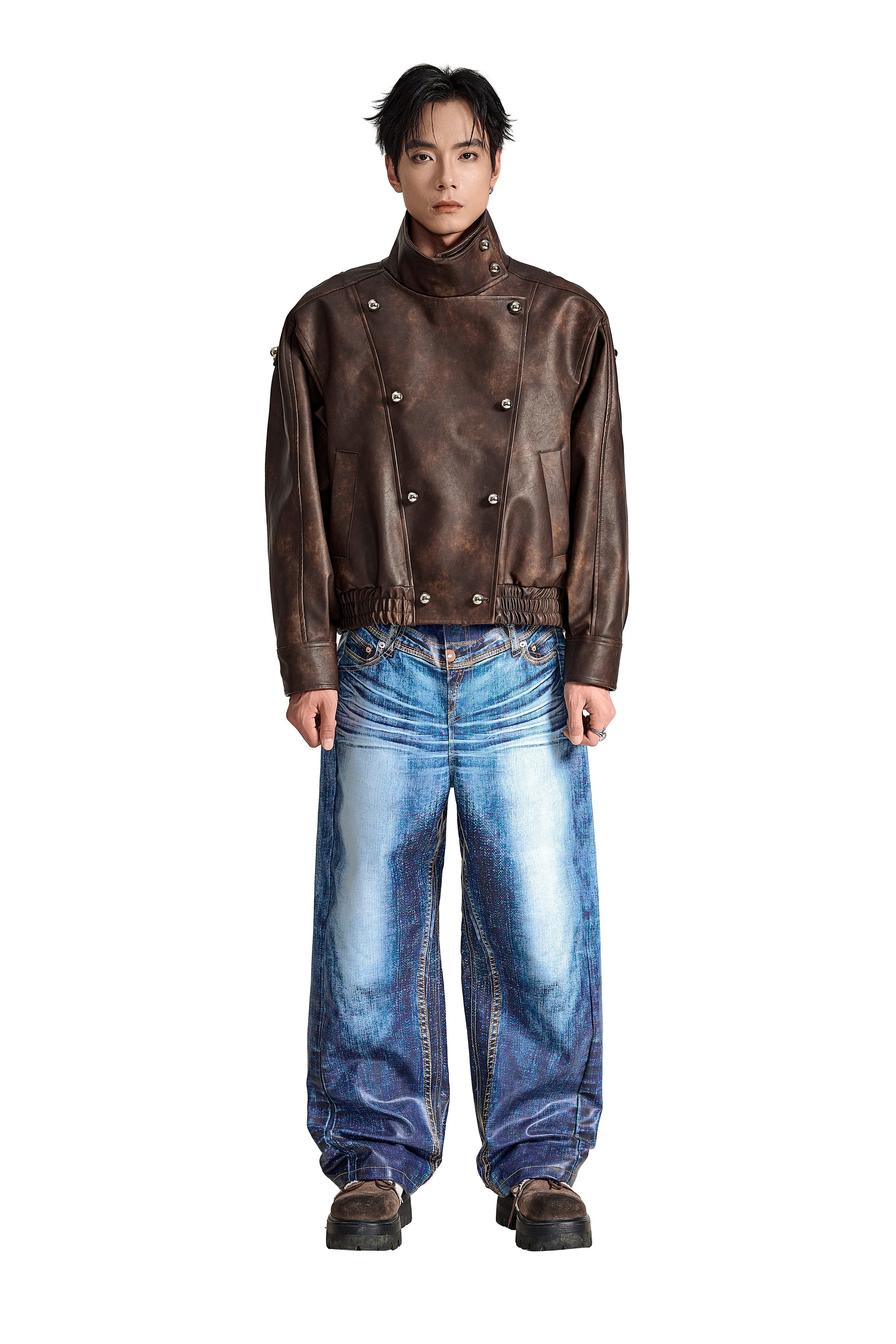 The Lobby Scene Dro Faux Leather Jacket | Oversized High-Collar Streetwear Statement