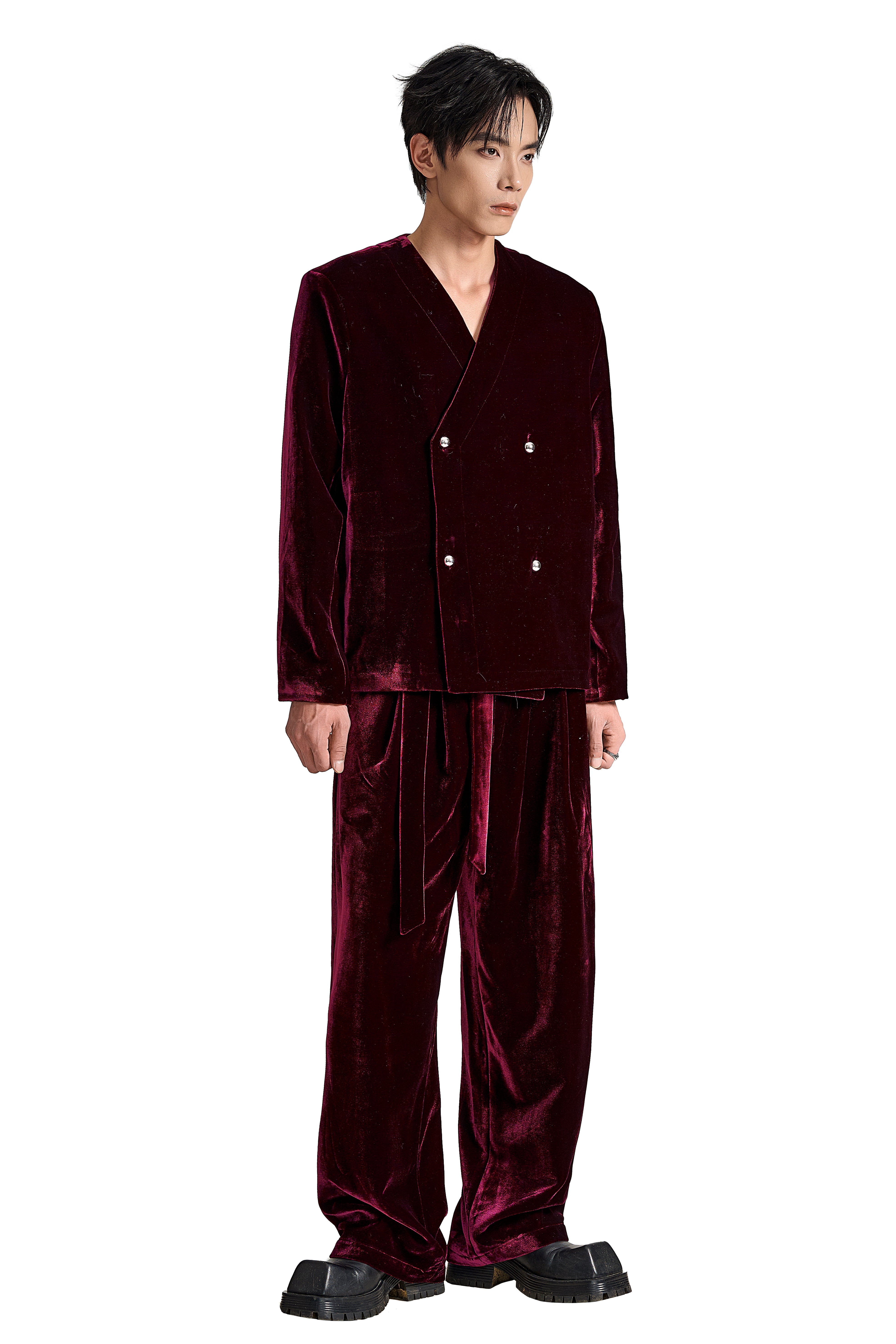 The Carmine Crush Velvet Blazer | Premium Velvet Structured Statement