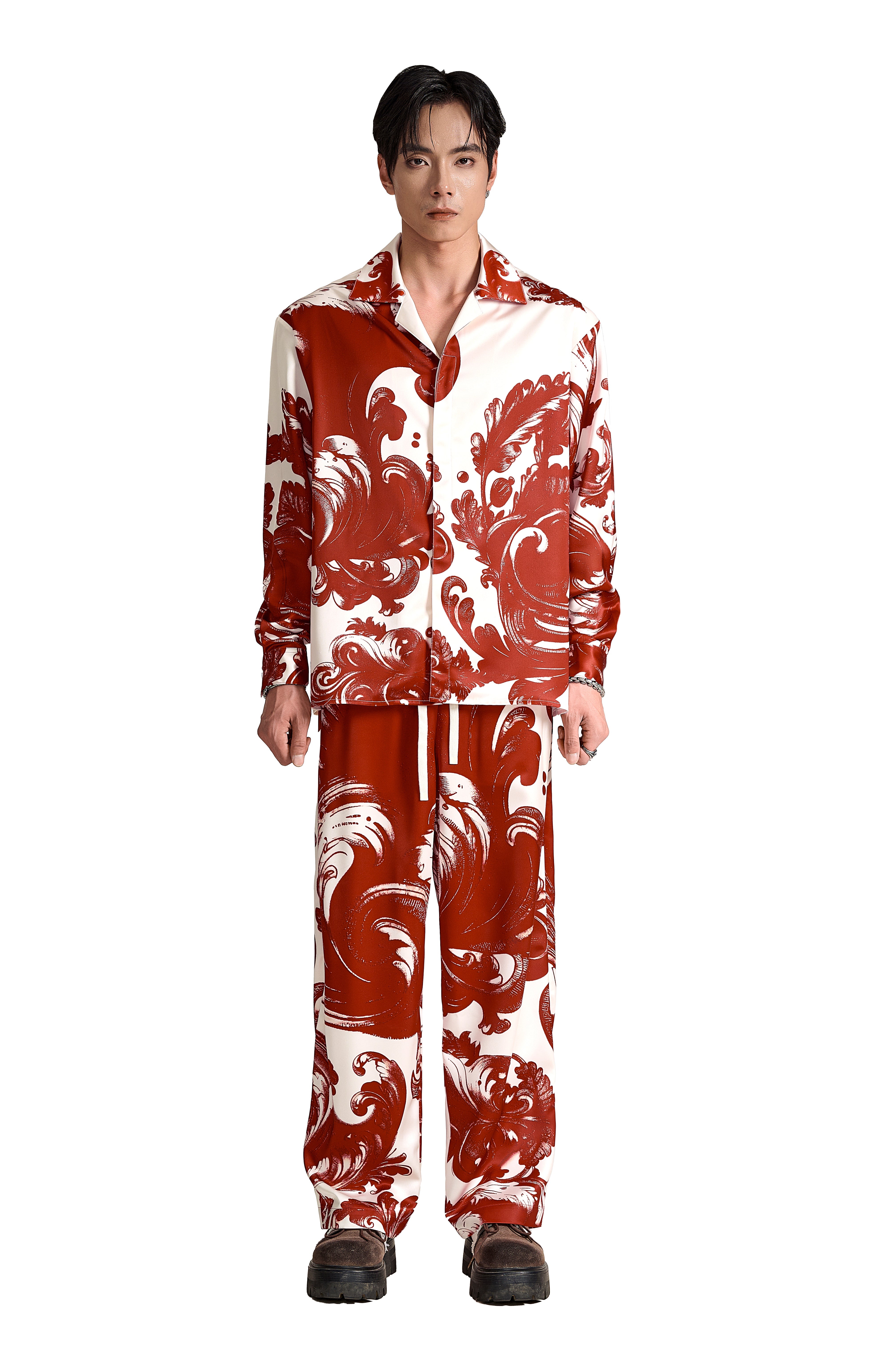 The Red Oath Silk Pants | Premium Silk Relaxed Baroqu